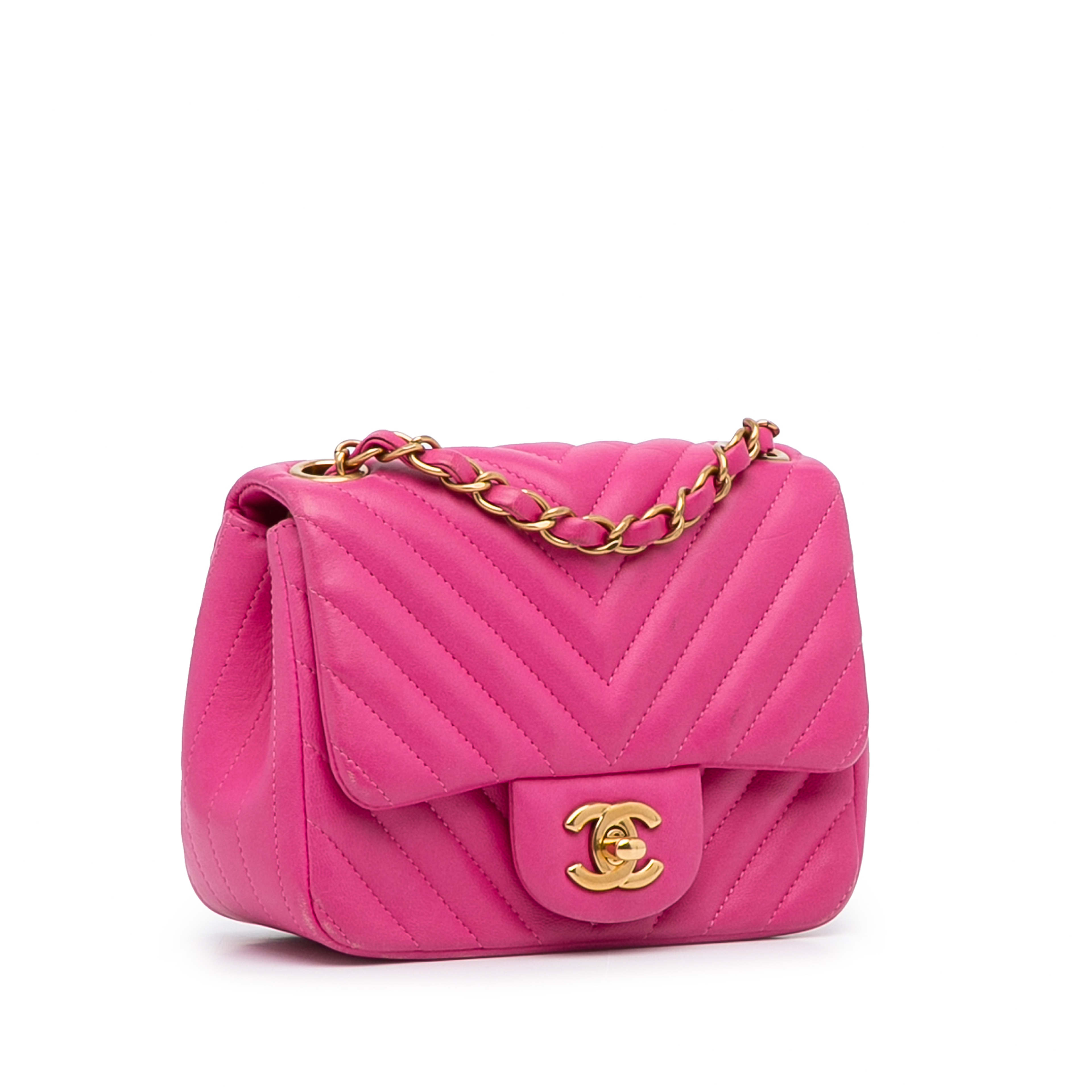 Chanel Mini Square Classic Chevron Lambskin Single Flap