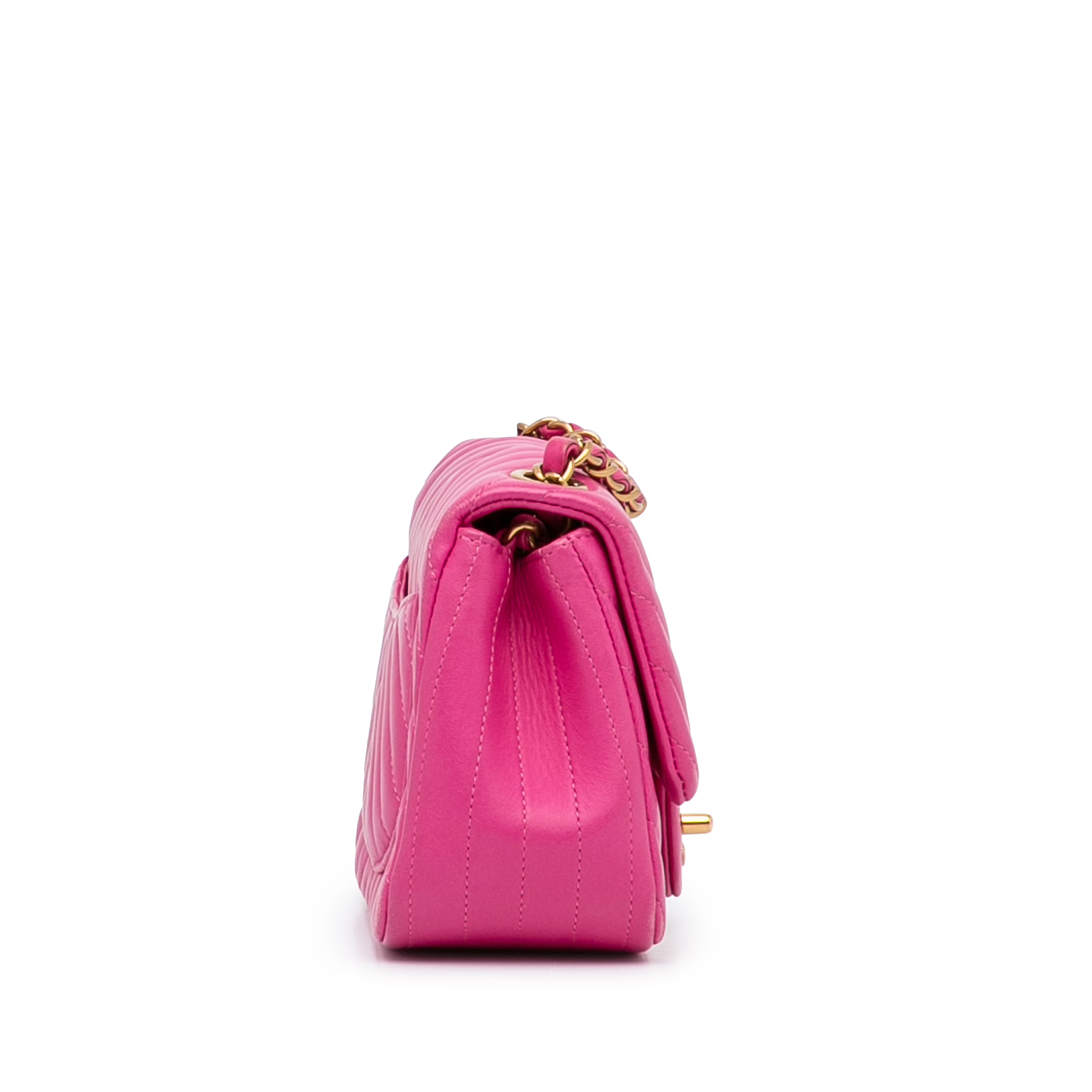Chanel Mini Square Classic Chevron Lambskin Single Flap