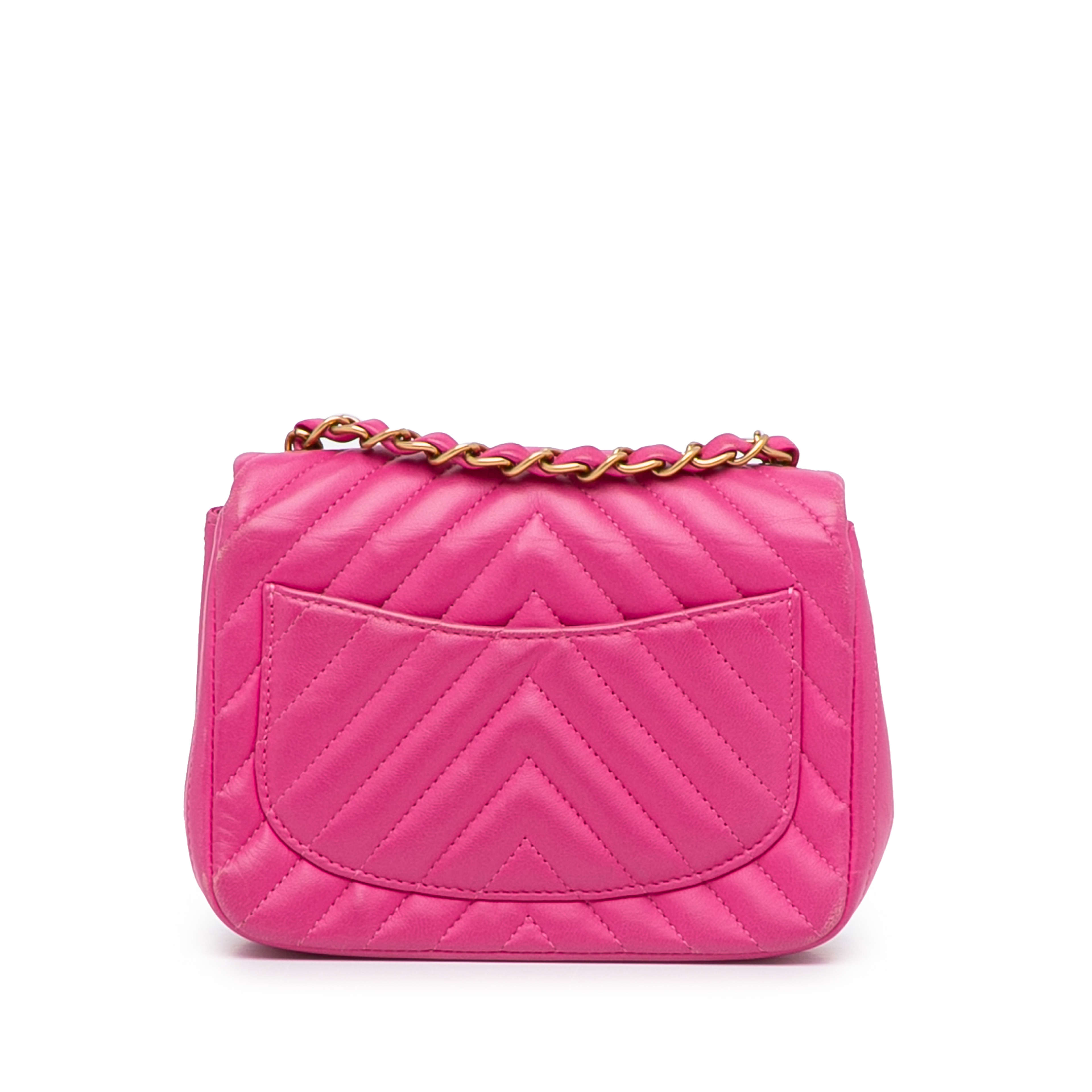 Chanel Mini Square Classic Chevron Lambskin Single Flap