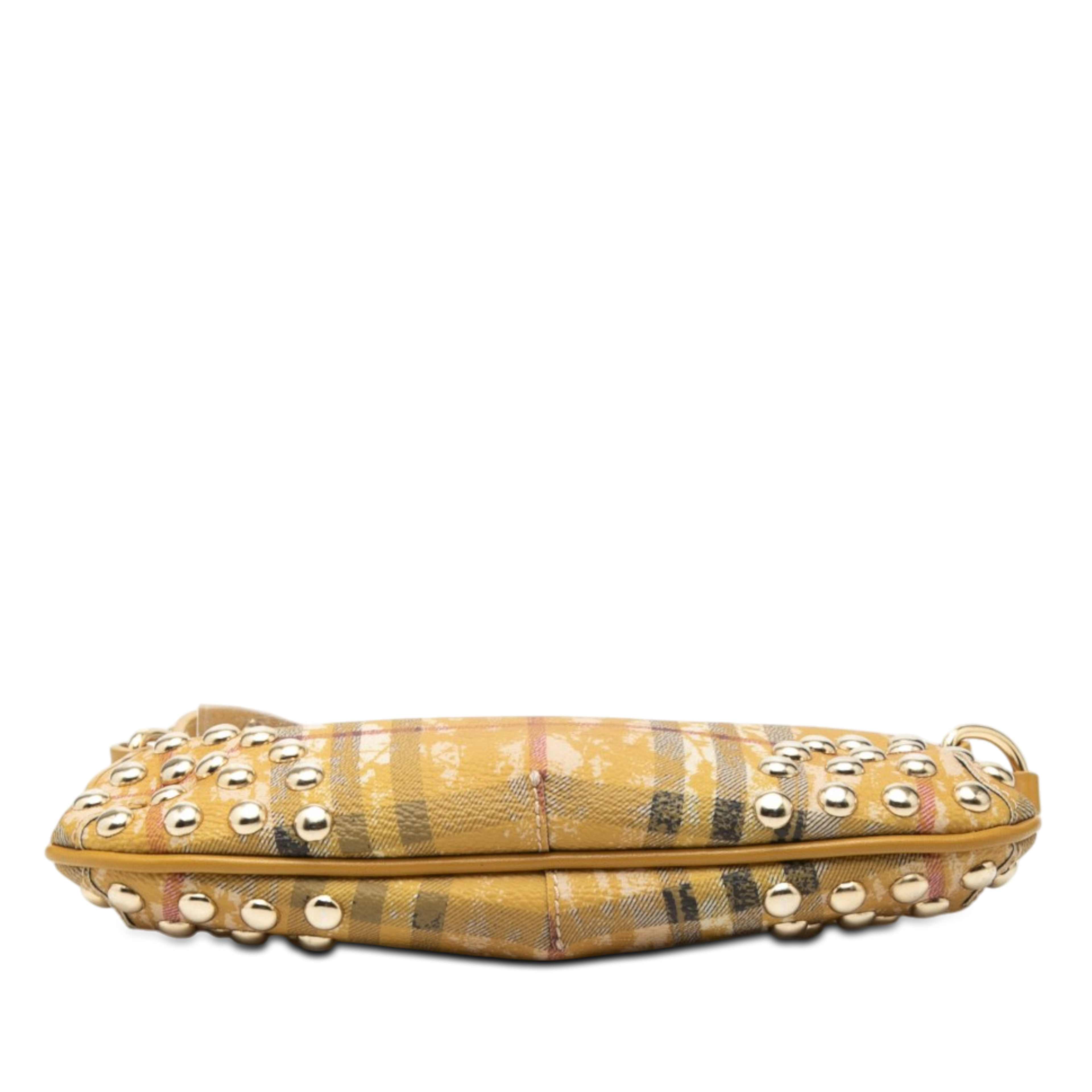 Burberry Studded Haymarket Check Coated Canvas Canterbury Crossbody, från Luxclusif, i färgen gul. Klicka för att öppna bilden i stort format