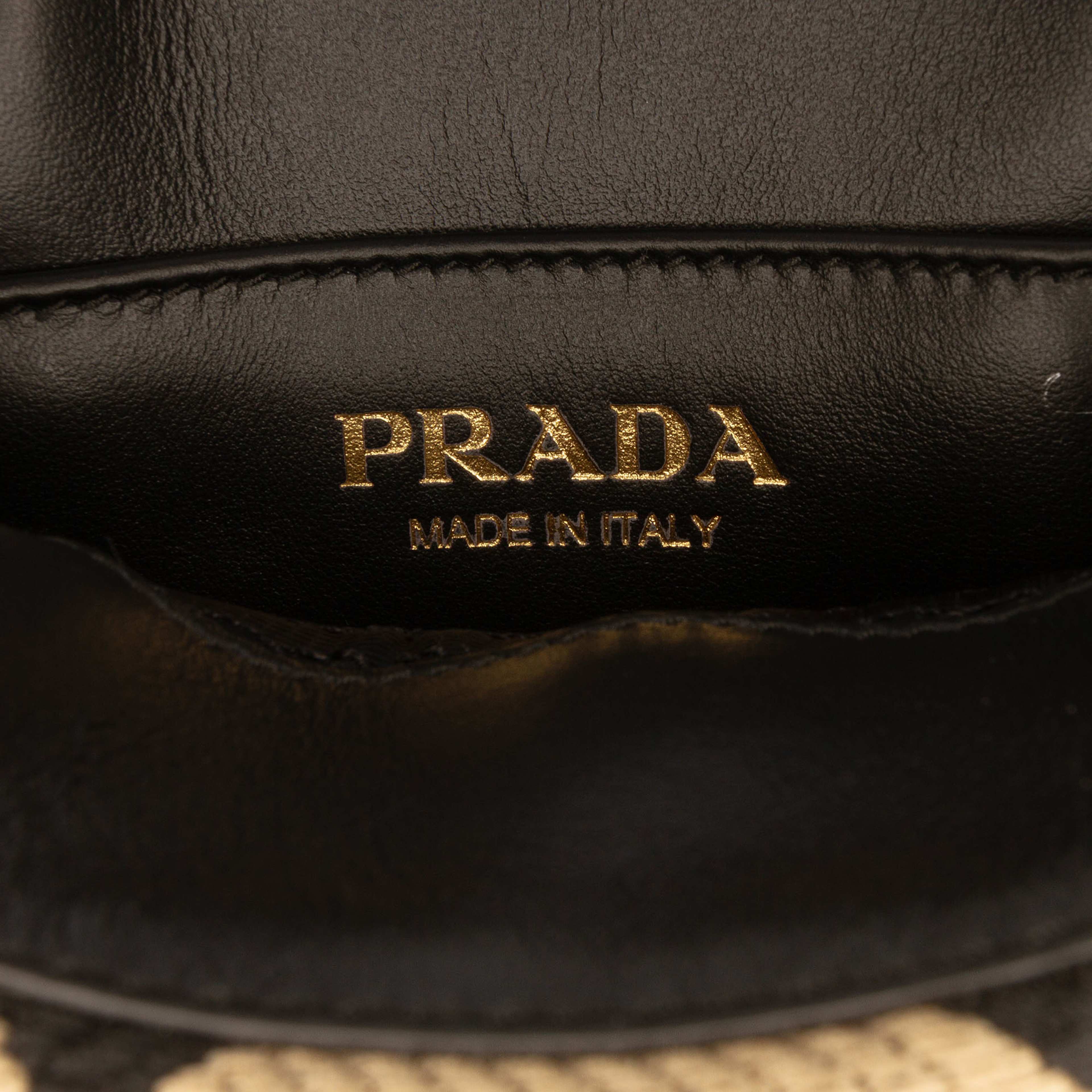 Prada Mini Embroidered Jacquard Symbole Triangolo Satchel, från Luxclusif, i färgen brown. Klicka för att öppna bilden i stort format
