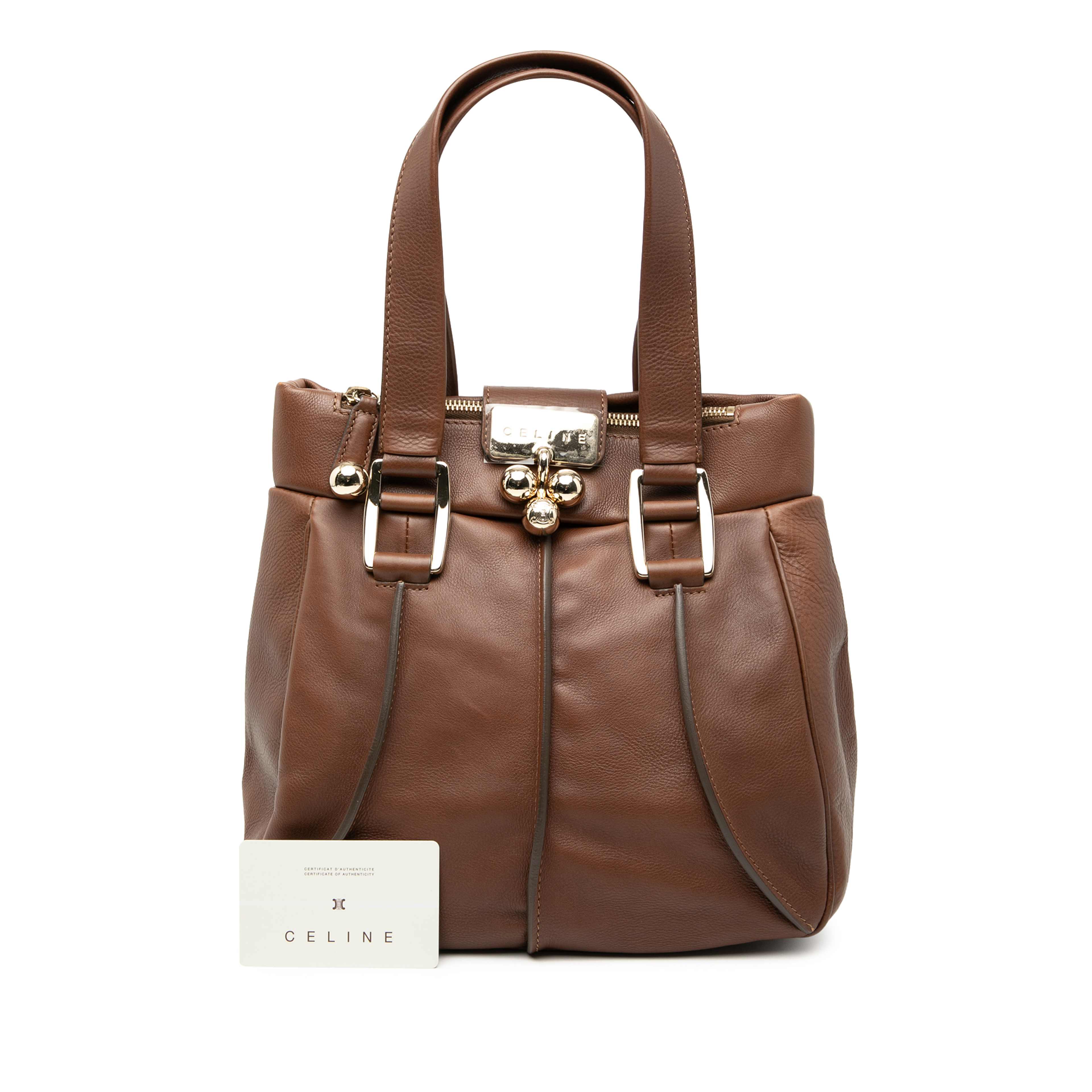 Celine Leather Handbag, från Luxclusif, i färgen brun. Klicka för att öppna bilden i stort format