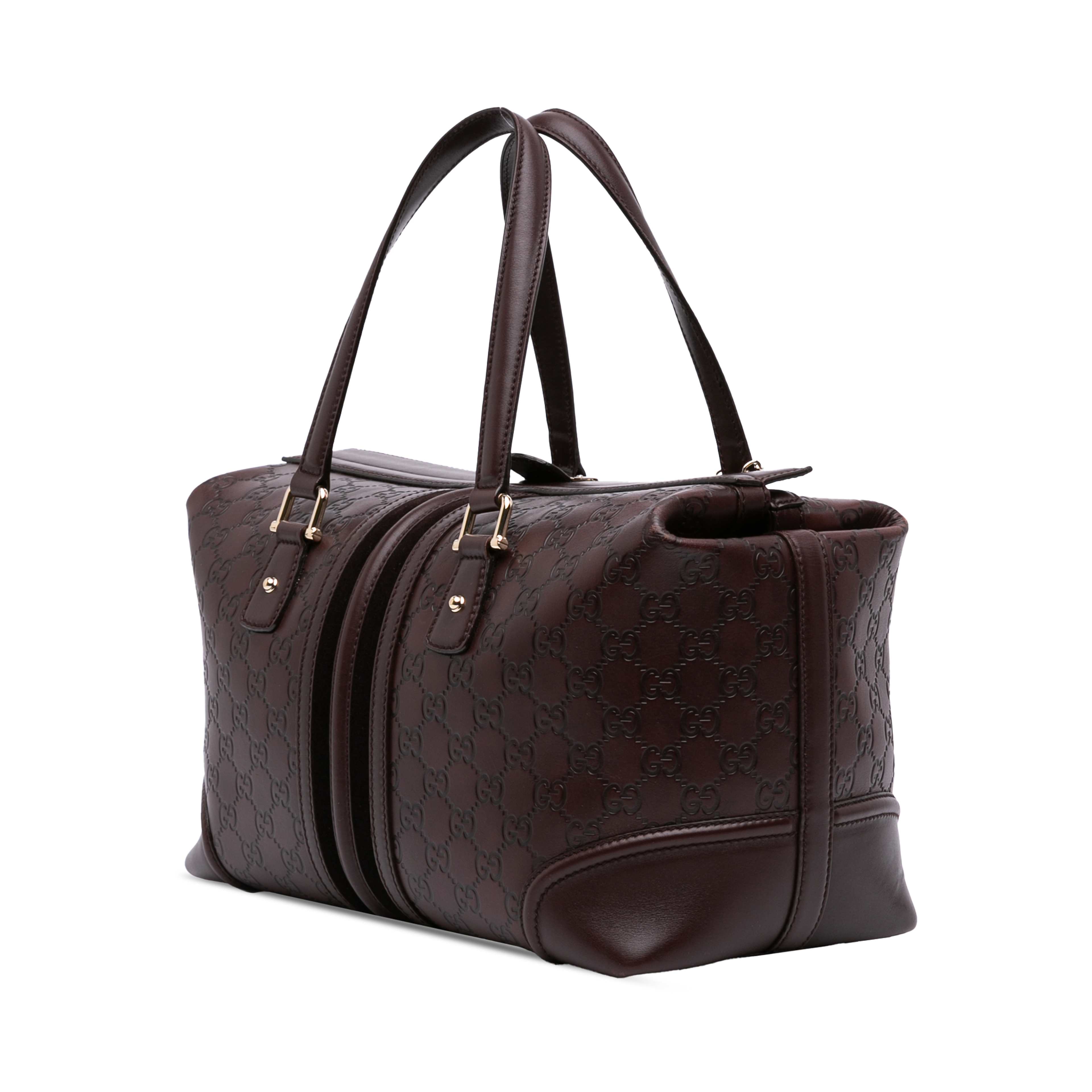 Gucci Guccissima Treasure Boston Bag, från Luxclusif, i färgen brun. Klicka för att öppna bilden i stort format