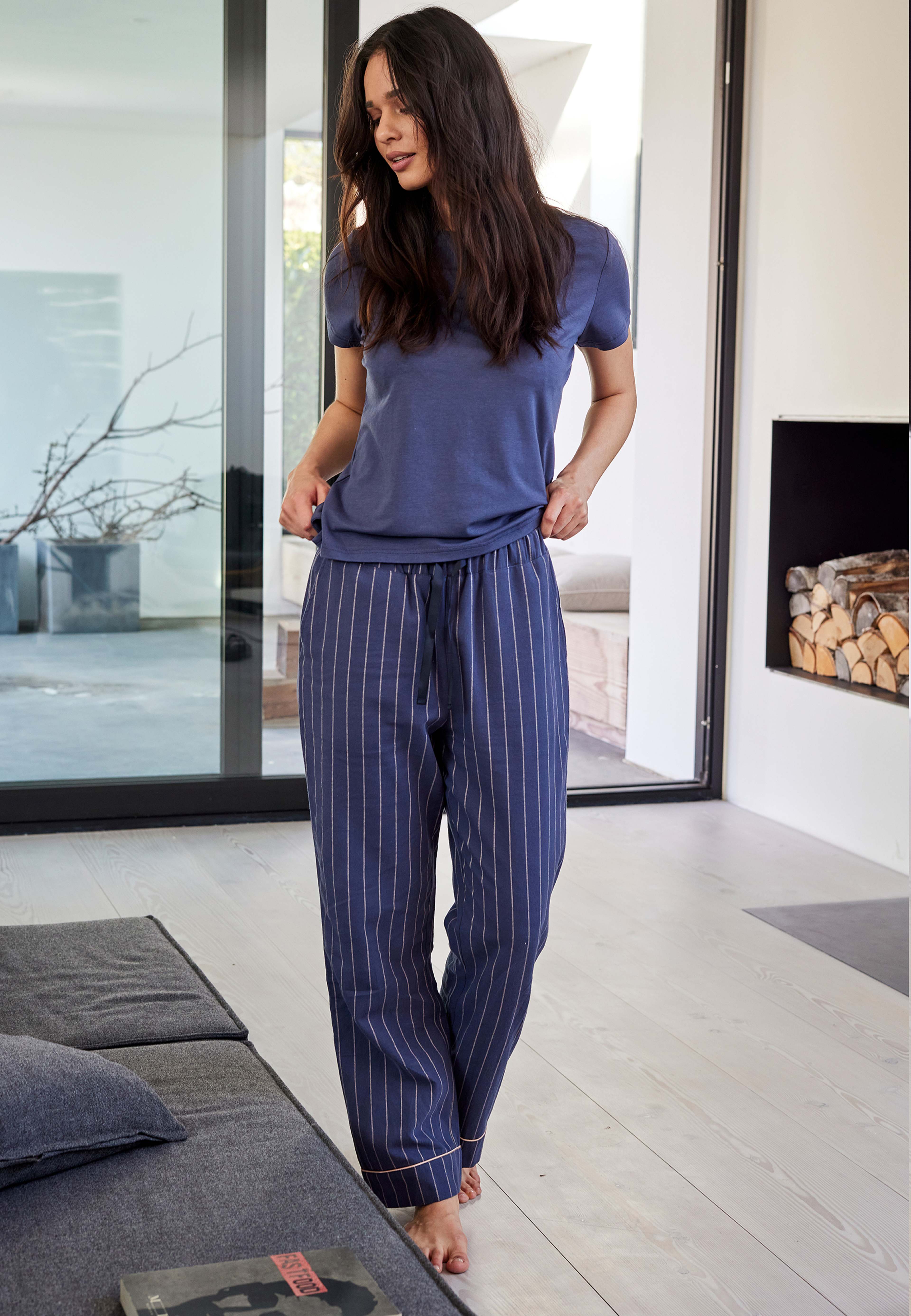 100% Ekologisk Bomull, Pyjamasbyxor, Blå