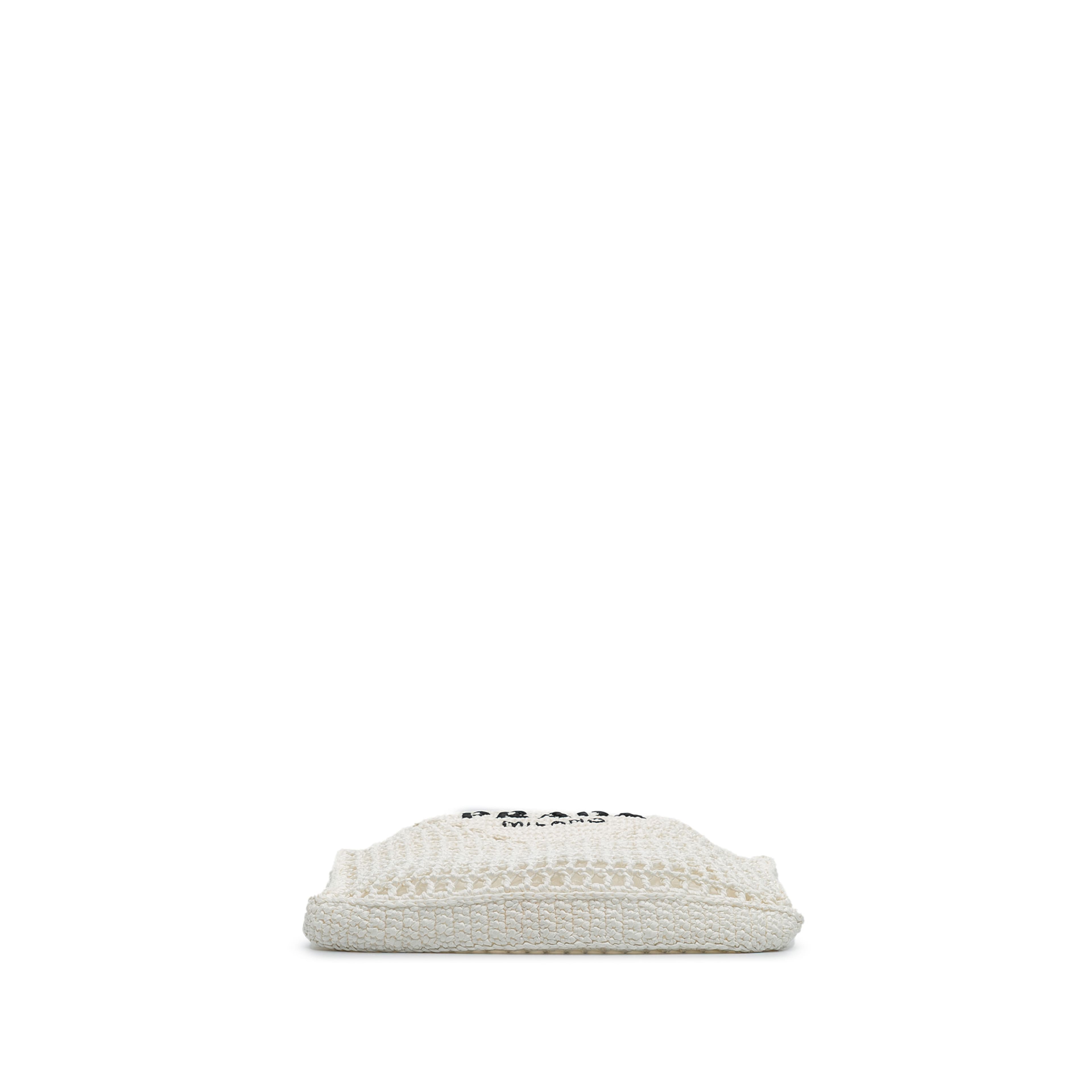 Prada Raffia Effect Crochet Logo Embroidered Tote, från Luxclusif, i färgen white. Klicka för att öppna bilden i stort format