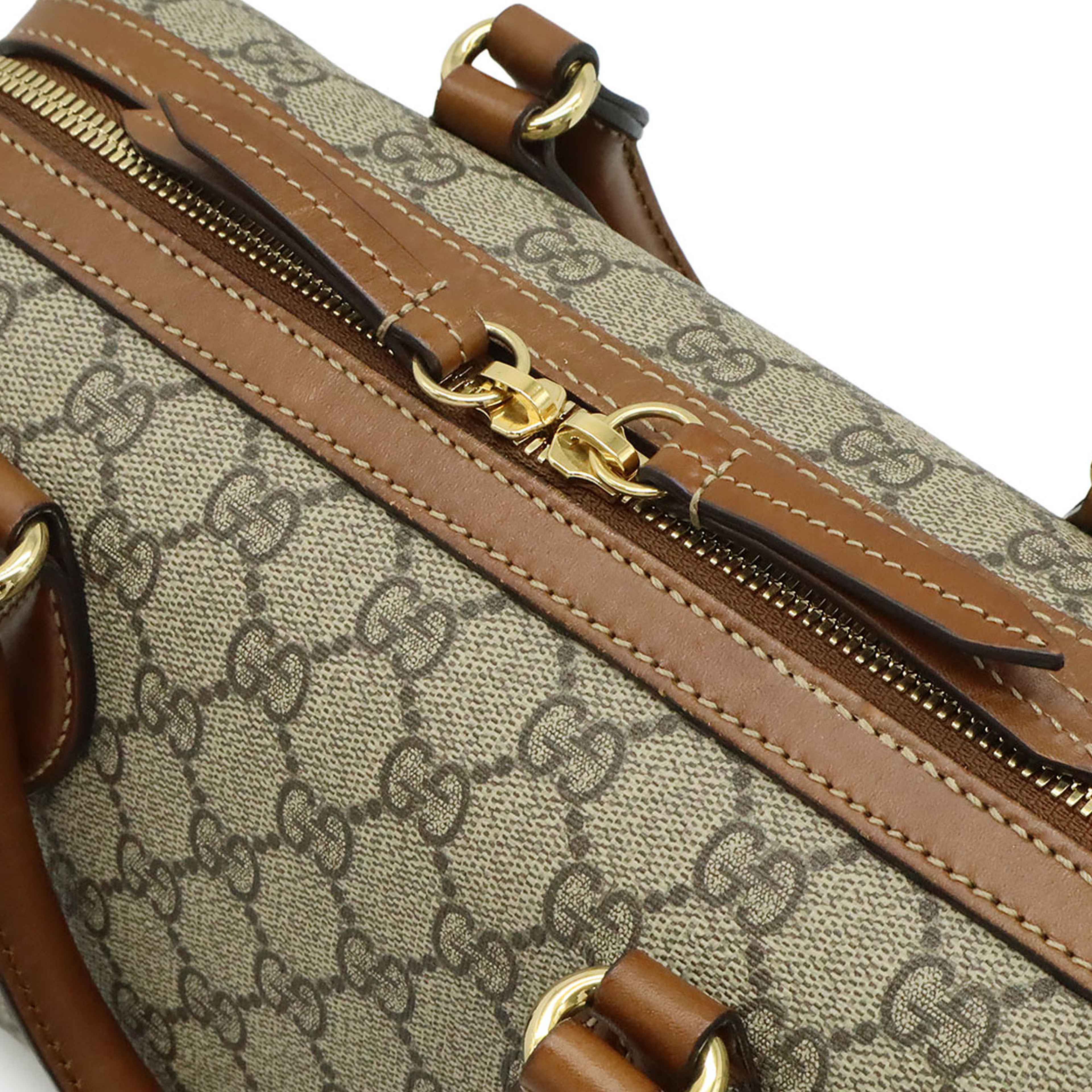 Gucci Small Gg Supreme Boston Bag, från Luxclusif, i färgen brun. Klicka för att öppna bilden i stort format