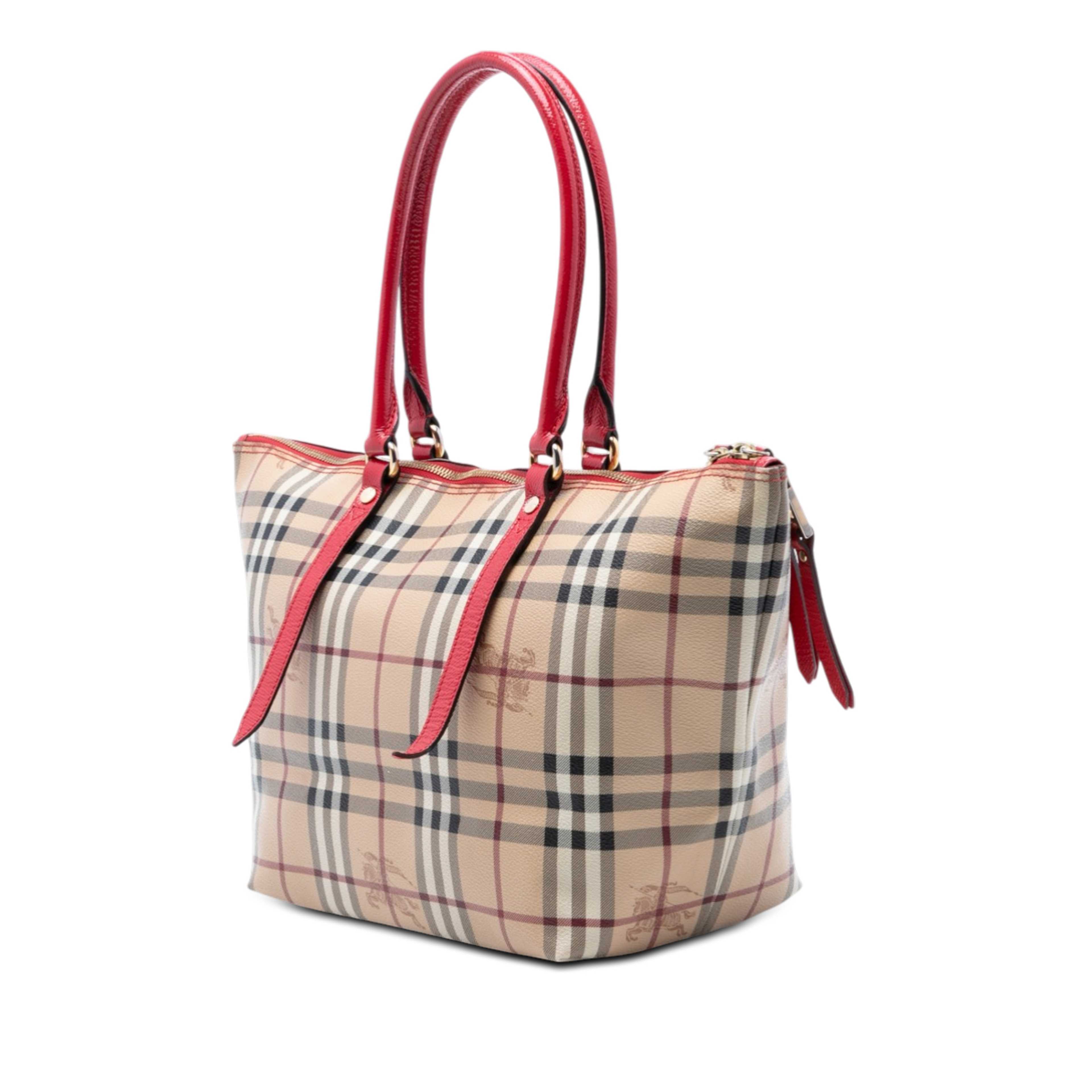 Burberry Small Haymarket Check Coated Canvas Salisbury Tote, från Luxclusif, i färgen beige. Klicka för att öppna bilden i stort format