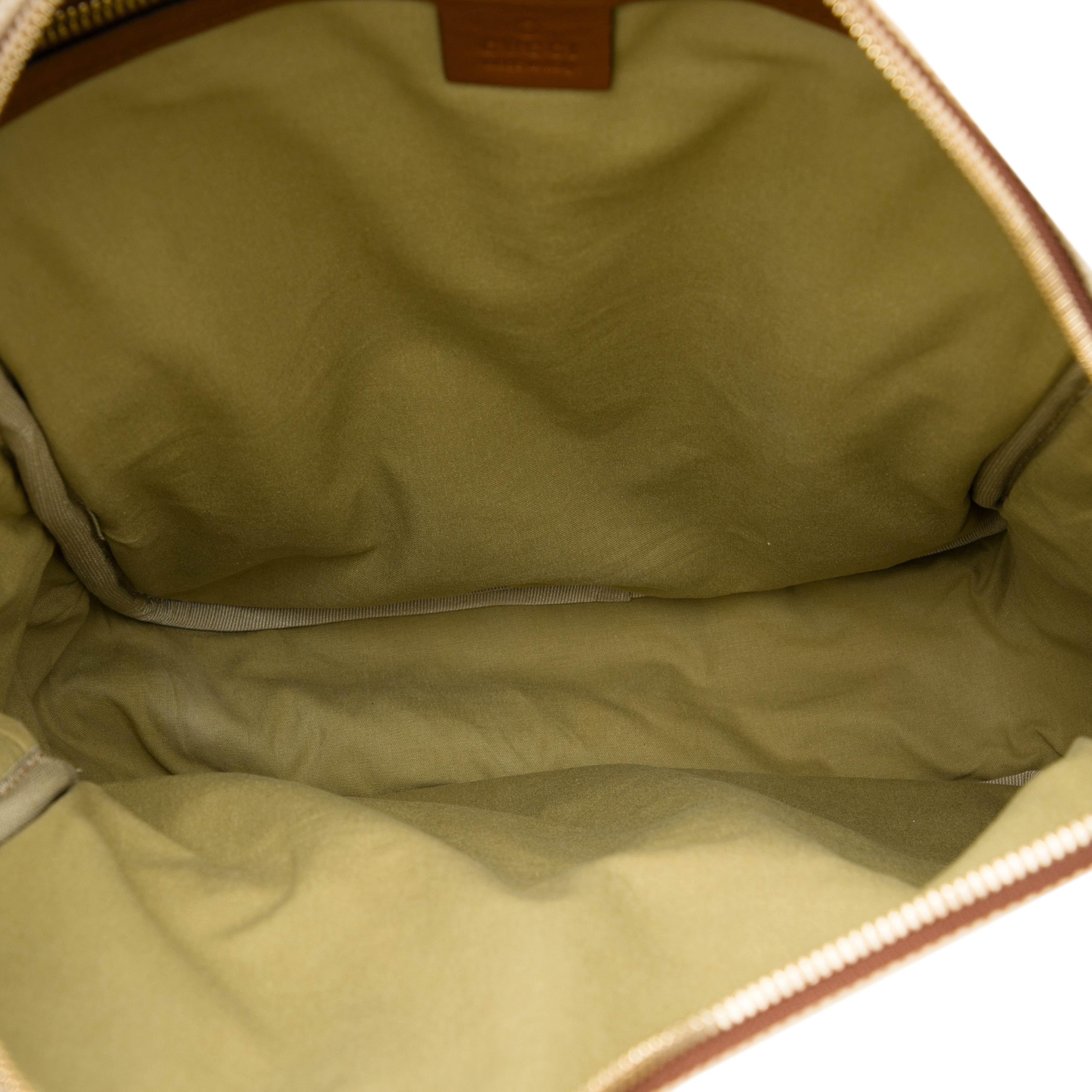 Gucci Canvas Web Backpack, från Luxclusif, i färgen beige. Klicka för att öppna bilden i stort format