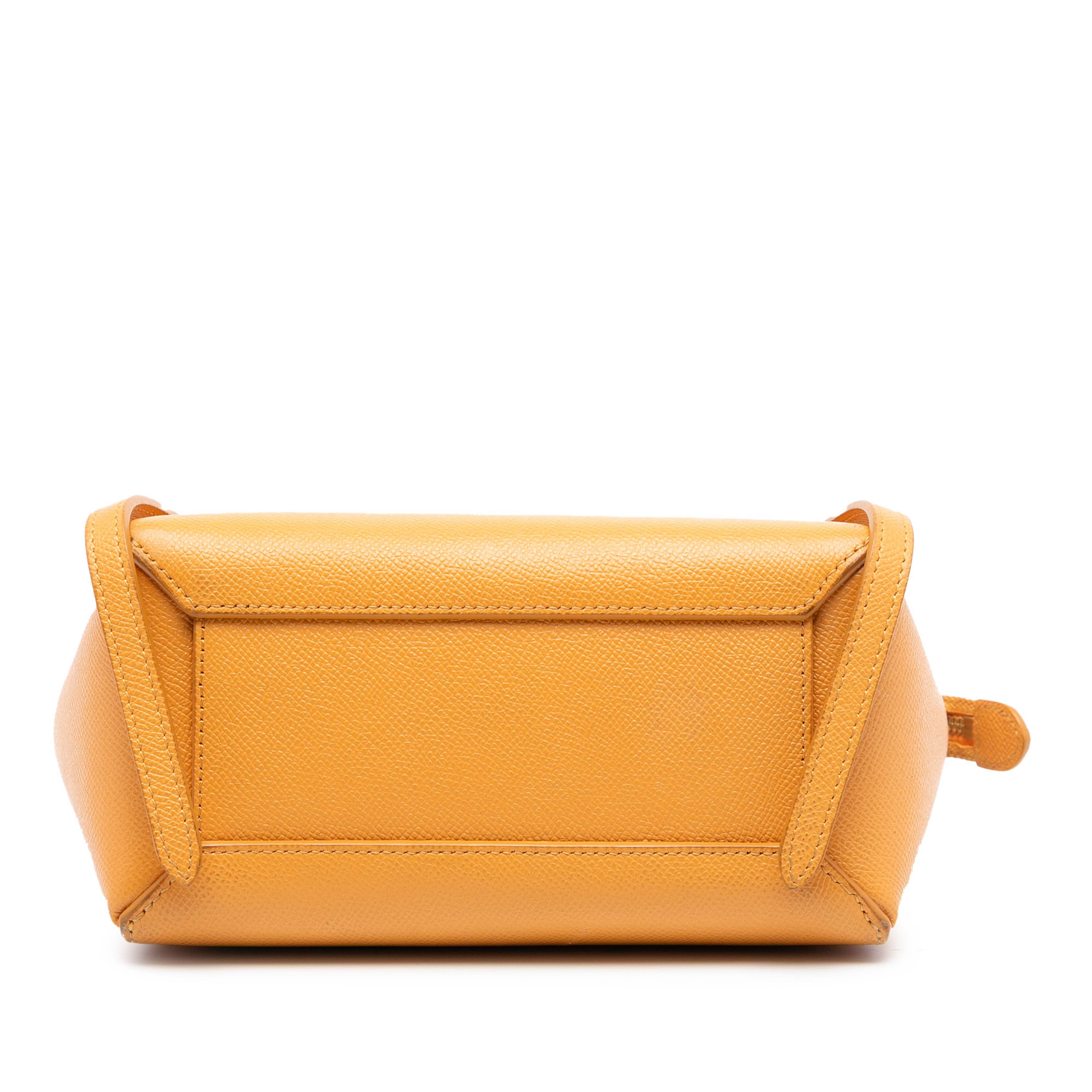 Celine Nano Grained Calfskin Belt Bag, från Luxclusif, i färgen mustard. Klicka för att öppna bilden i stort format