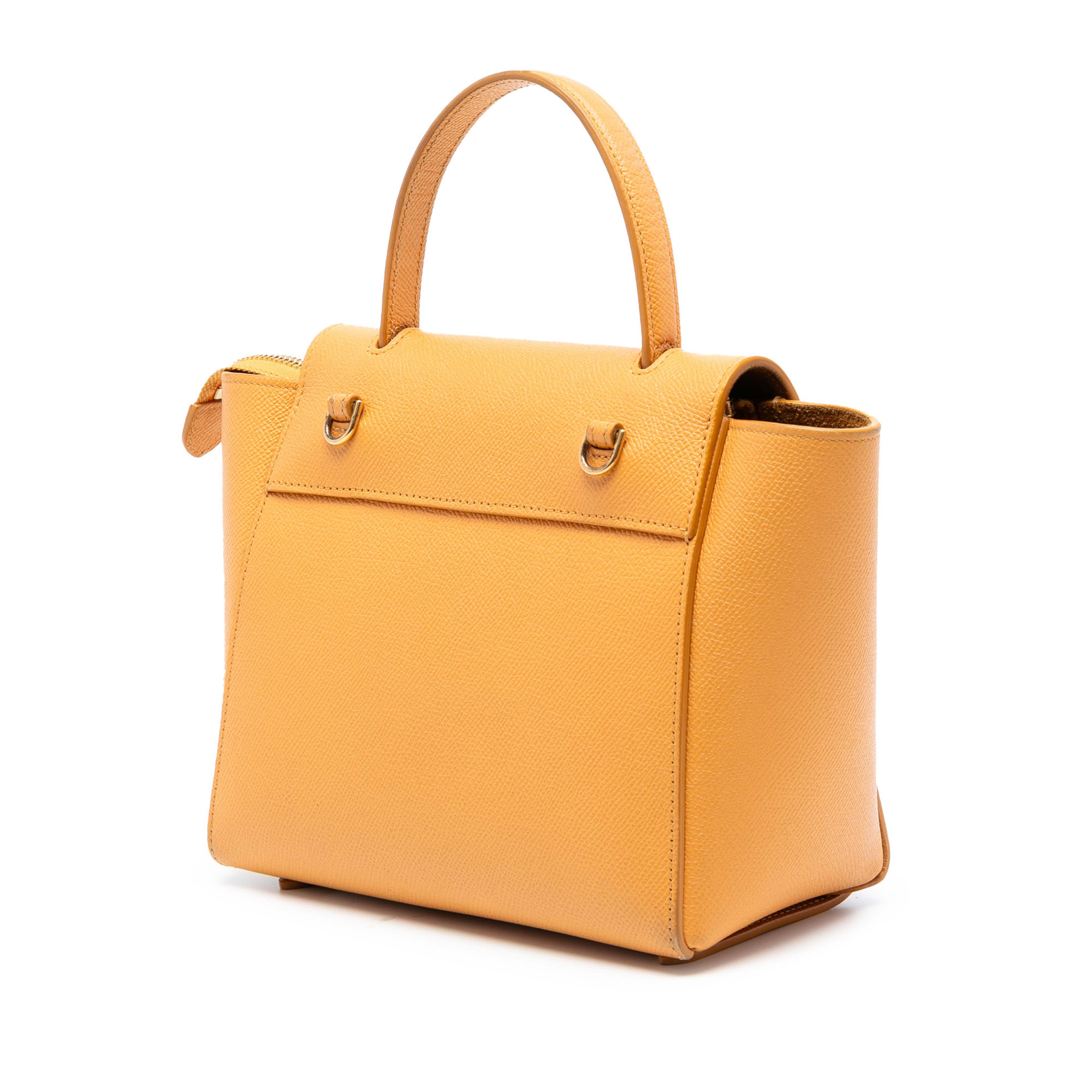 Celine Nano Grained Calfskin Belt Bag, från Luxclusif, i färgen gul. Klicka för att öppna bilden i stort format