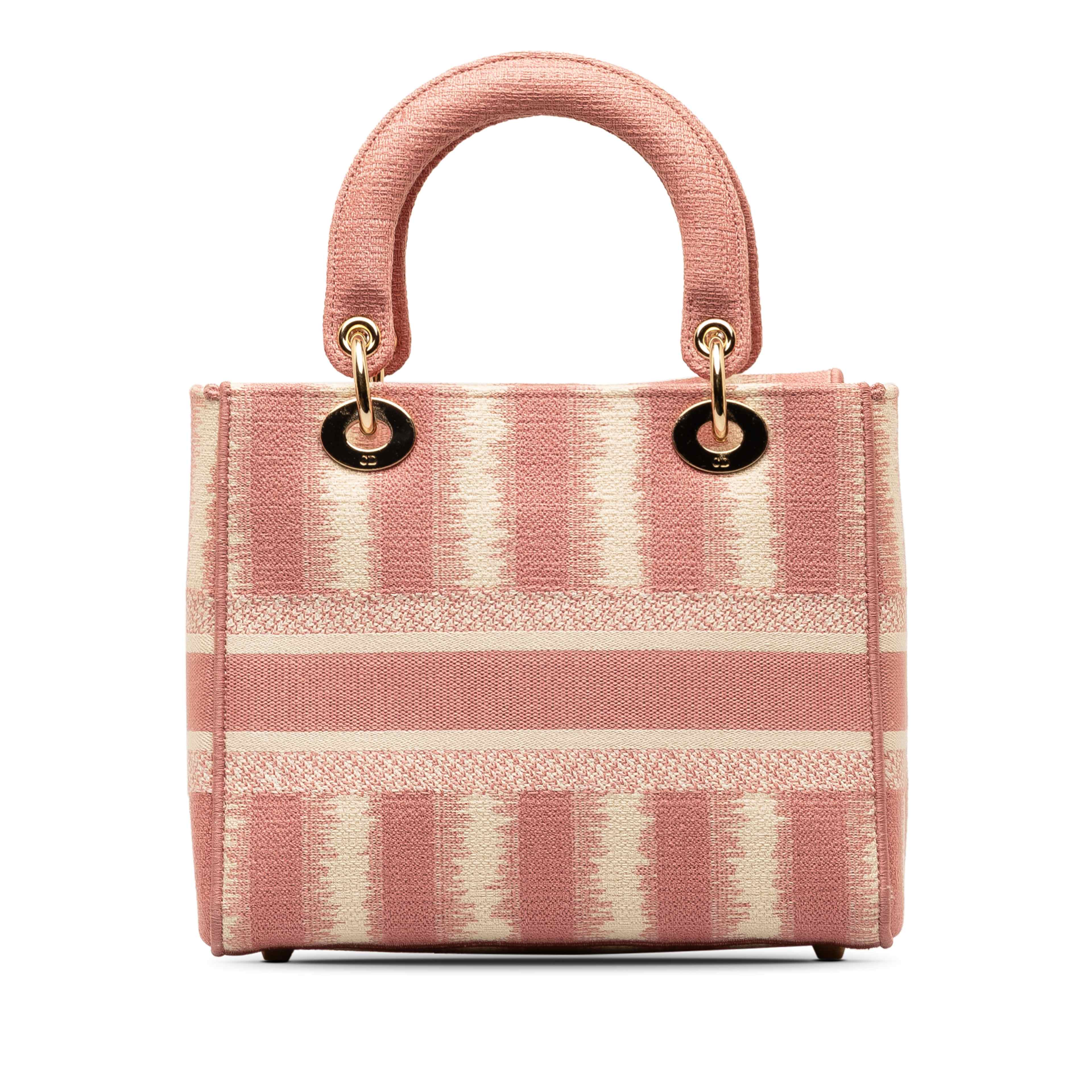 Dior Medium Embroidered Canvas D Stripes Lady D Lite, från Luxclusif, i färgen pink. Klicka för att öppna bilden i stort format