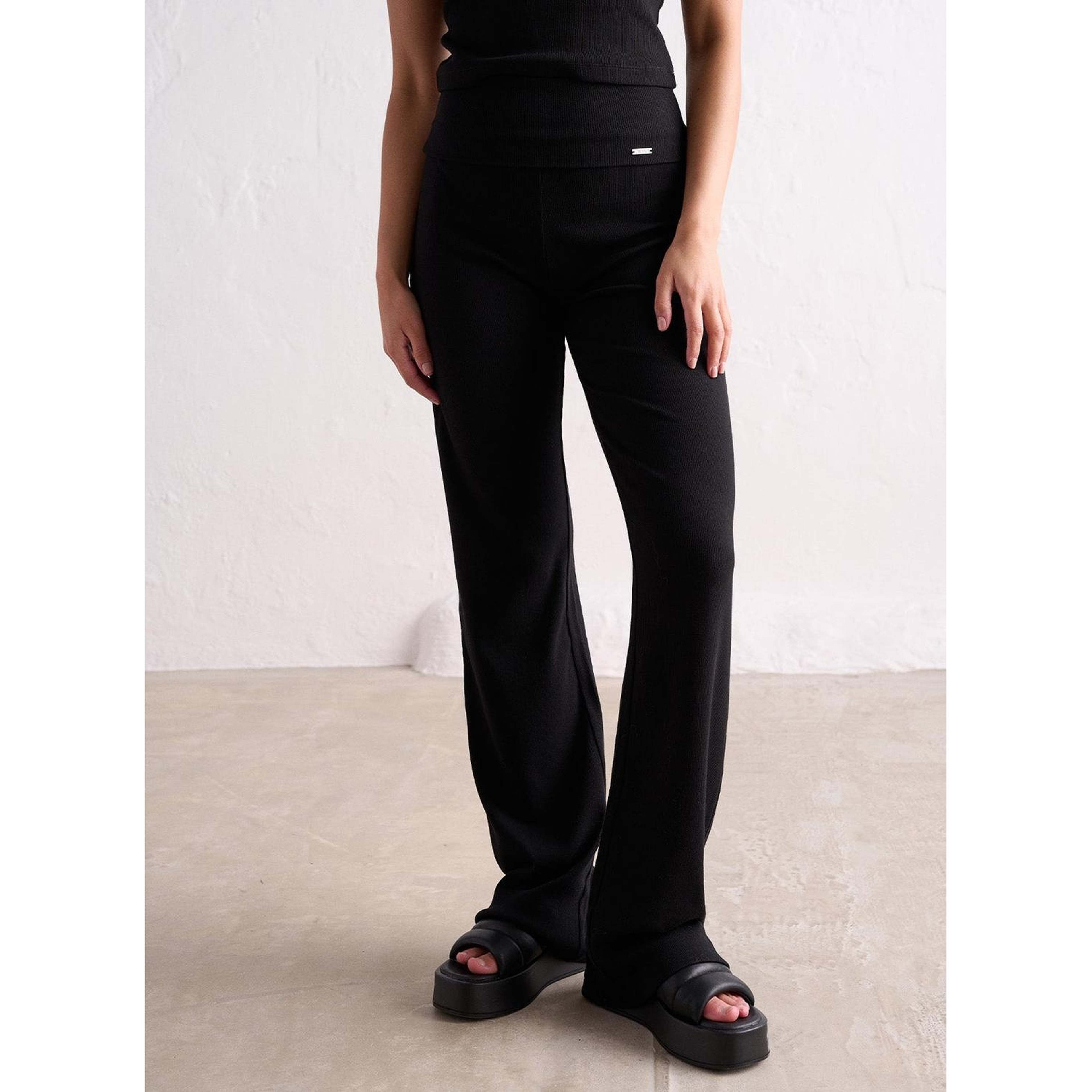 Black Ease Ribbed Pants