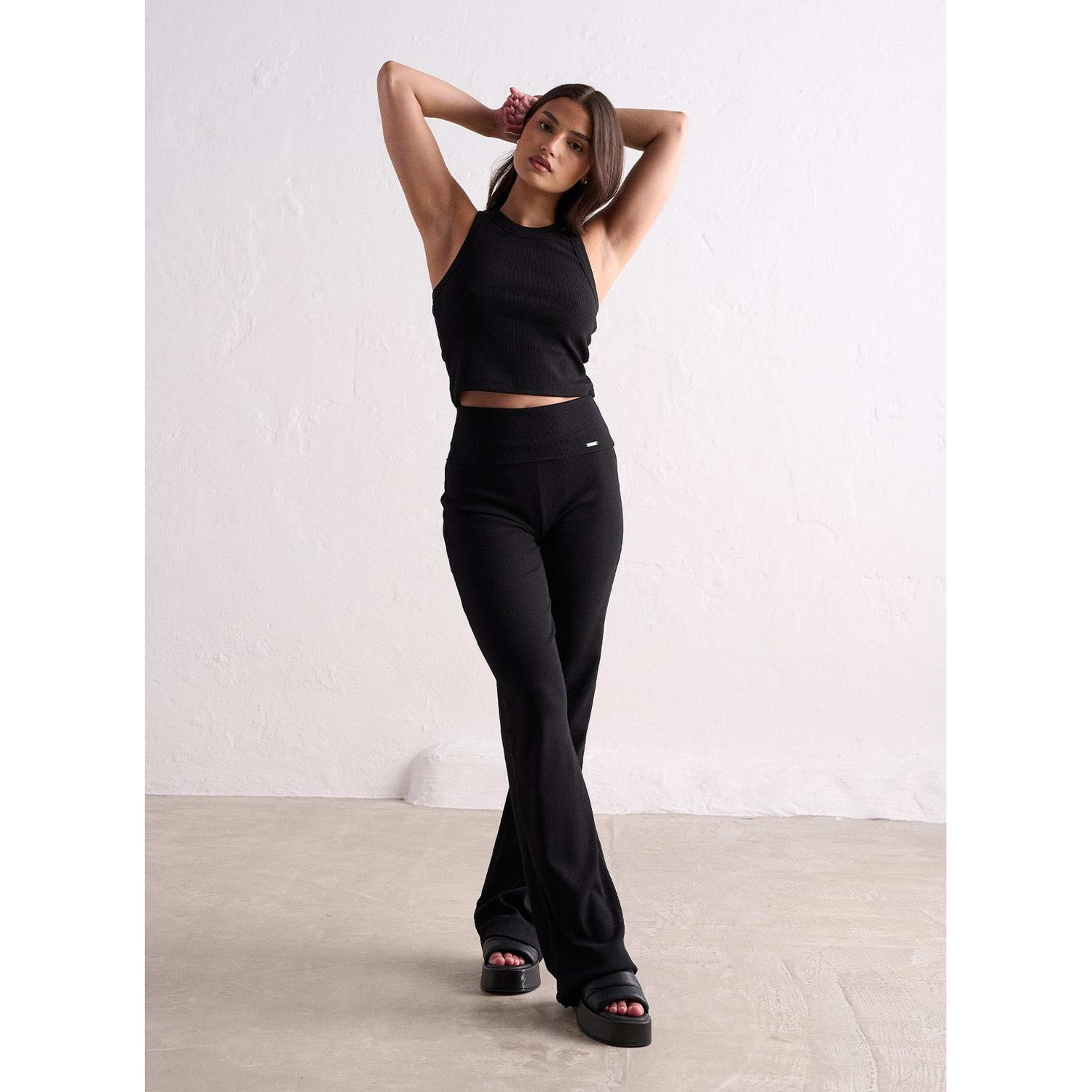 Black Ease Ribbed Pants