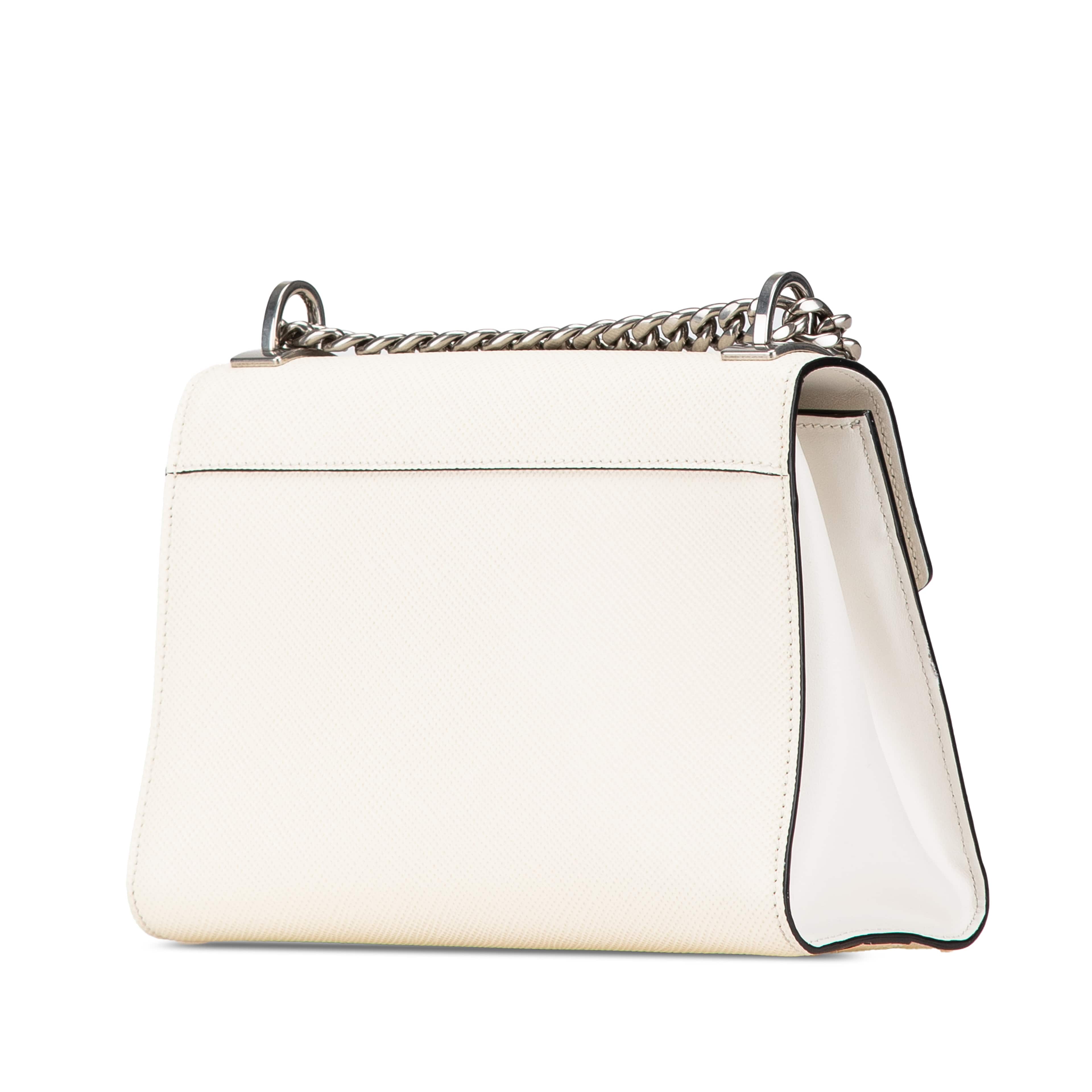 Prada Saffiano Cuir Monochrome Robot Patches Envelope Chain Flap