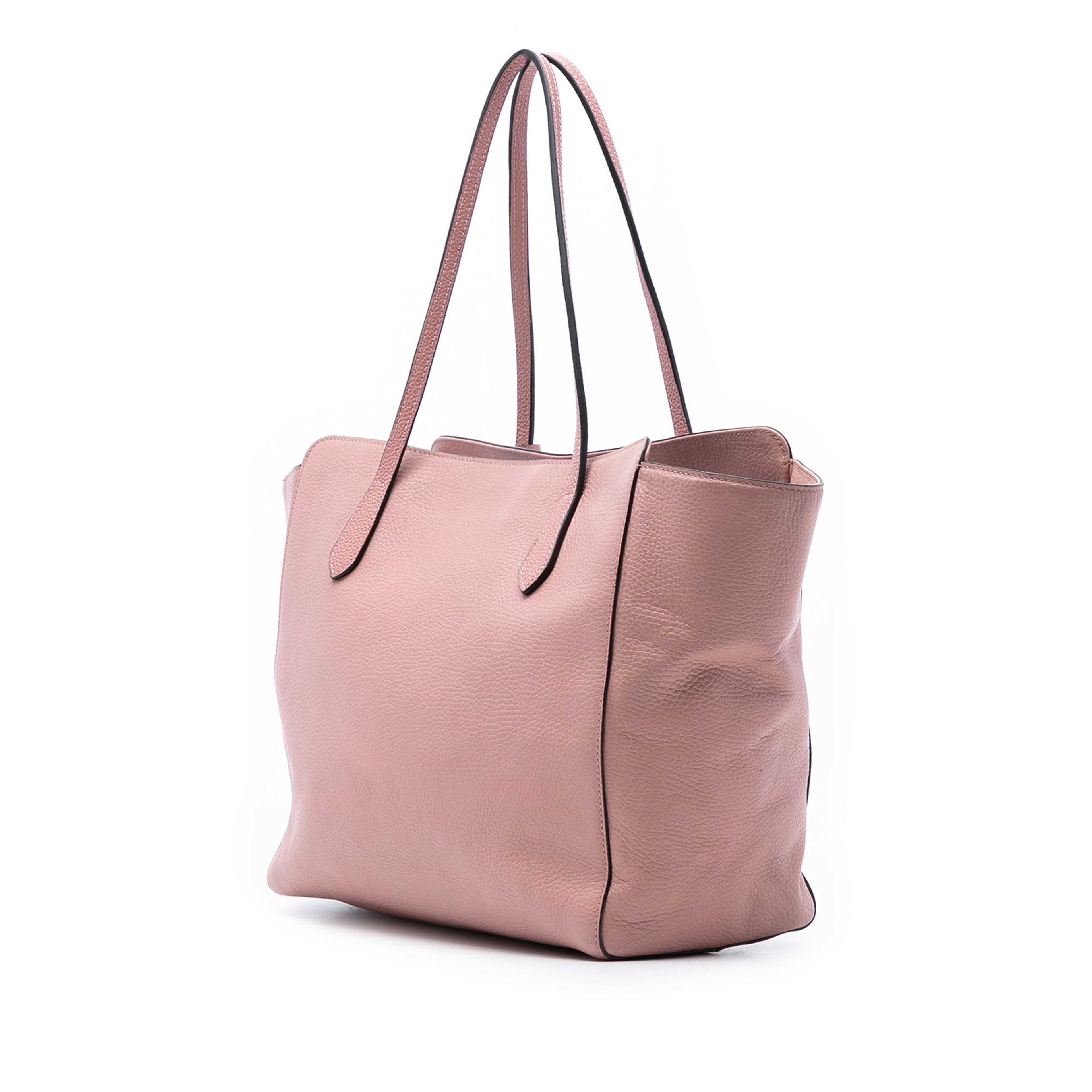 Gucci Medium Leather Swing Tote, från Luxclusif, i färgen rosa. Klicka för att öppna bilden i stort format