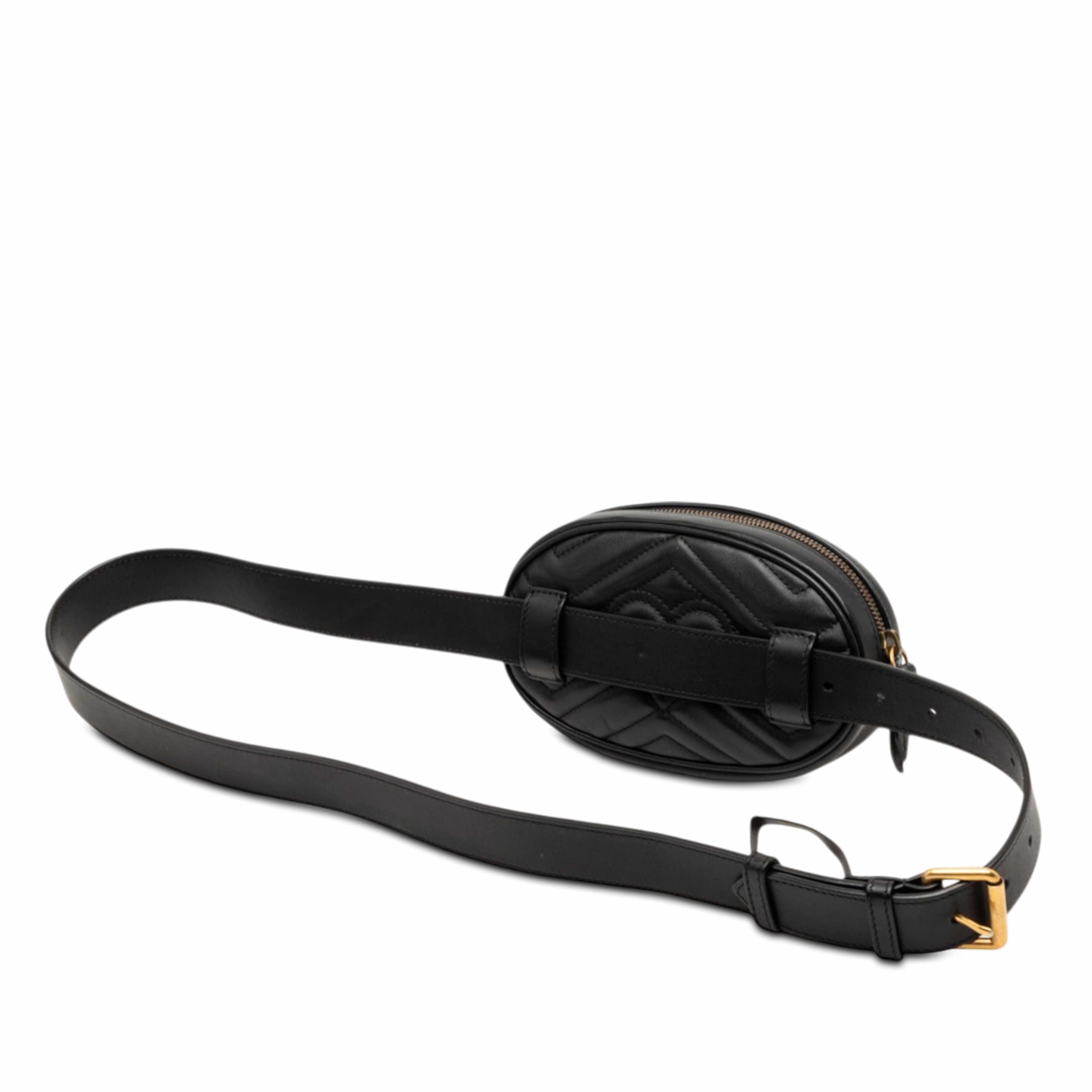 Gucci Gg Marmont Matelasse Leather Belt Bag, från Luxclusif, i färgen svart. Klicka för att öppna bilden i stort format