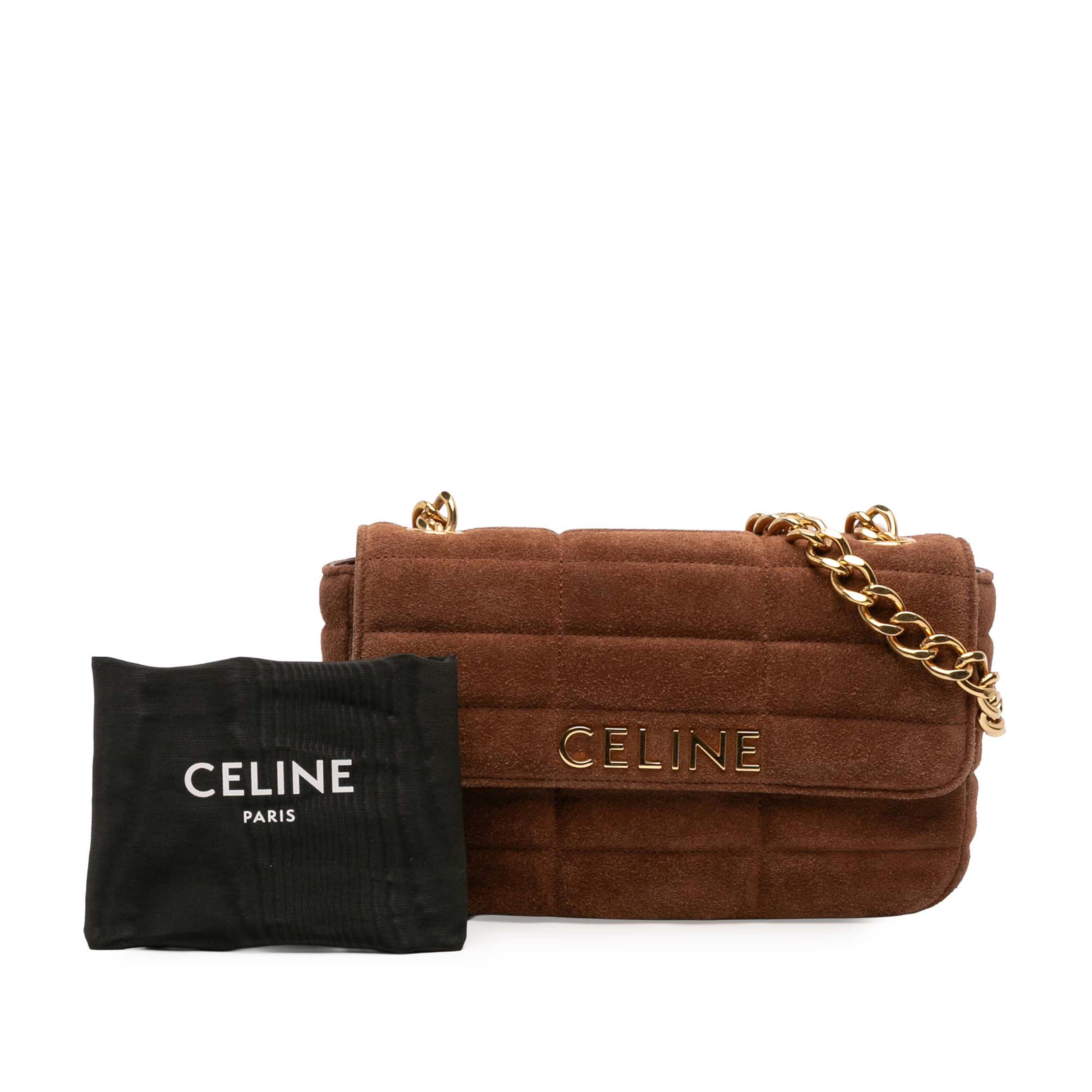 Celine Suede Monochrome Shoulder Bag, från Luxclusif, i färgen brun. Klicka för att öppna bilden i stort format