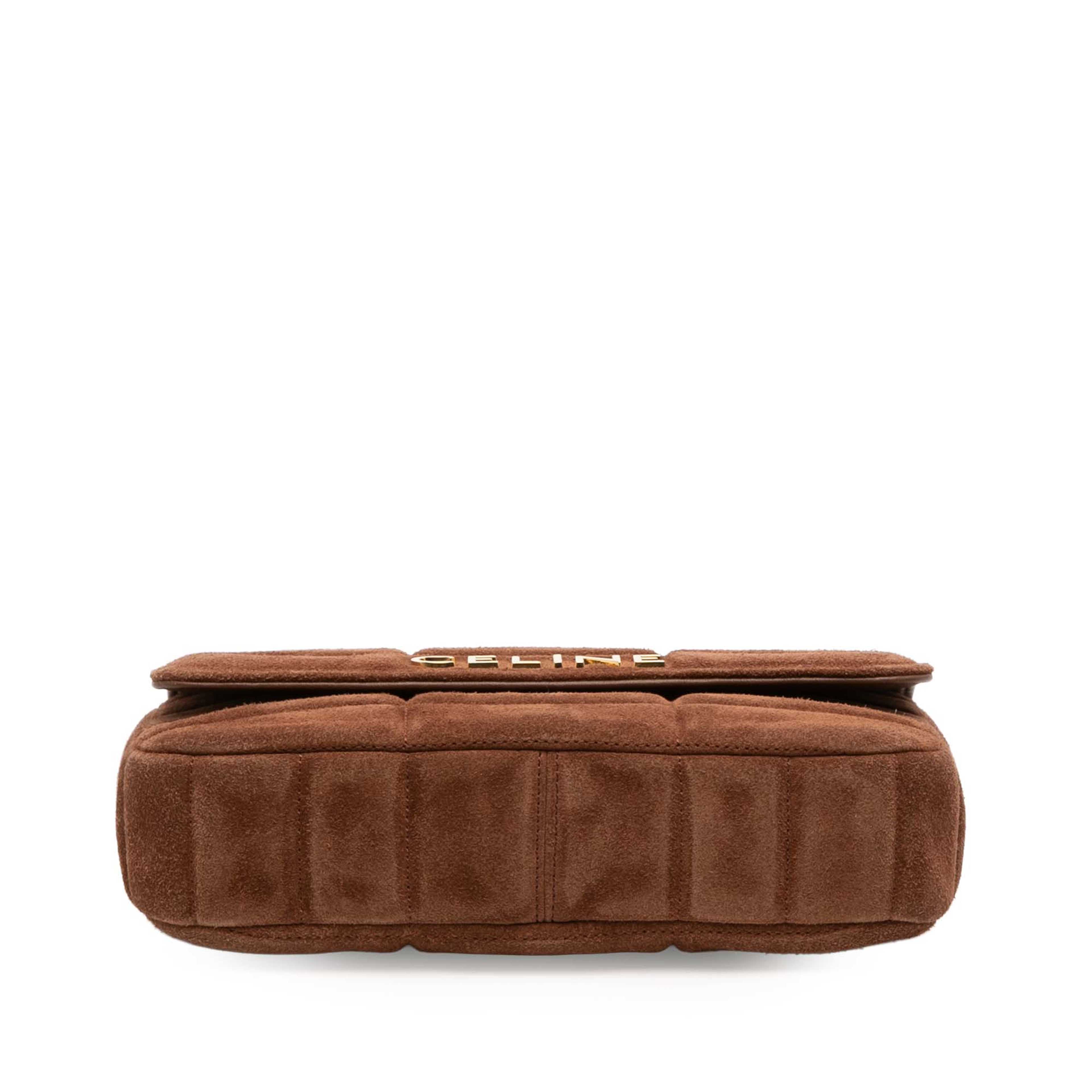 Celine Suede Monochrome Shoulder Bag, från Luxclusif, i färgen brun. Klicka för att öppna bilden i stort format