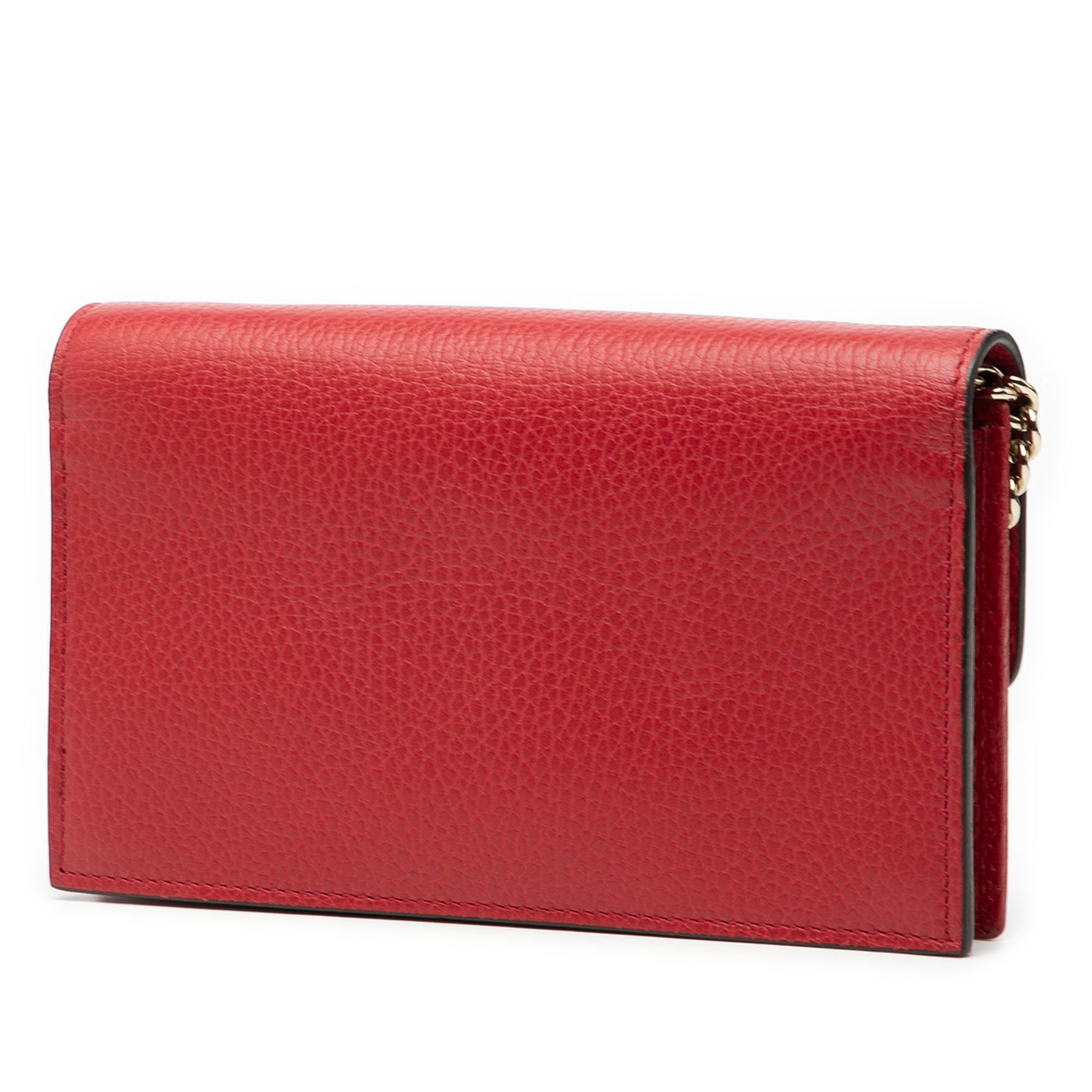 Gucci Leather Interlocking G Dollar Wallet On Chain, från Luxclusif, i färgen red. Klicka för att öppna bilden i stort format