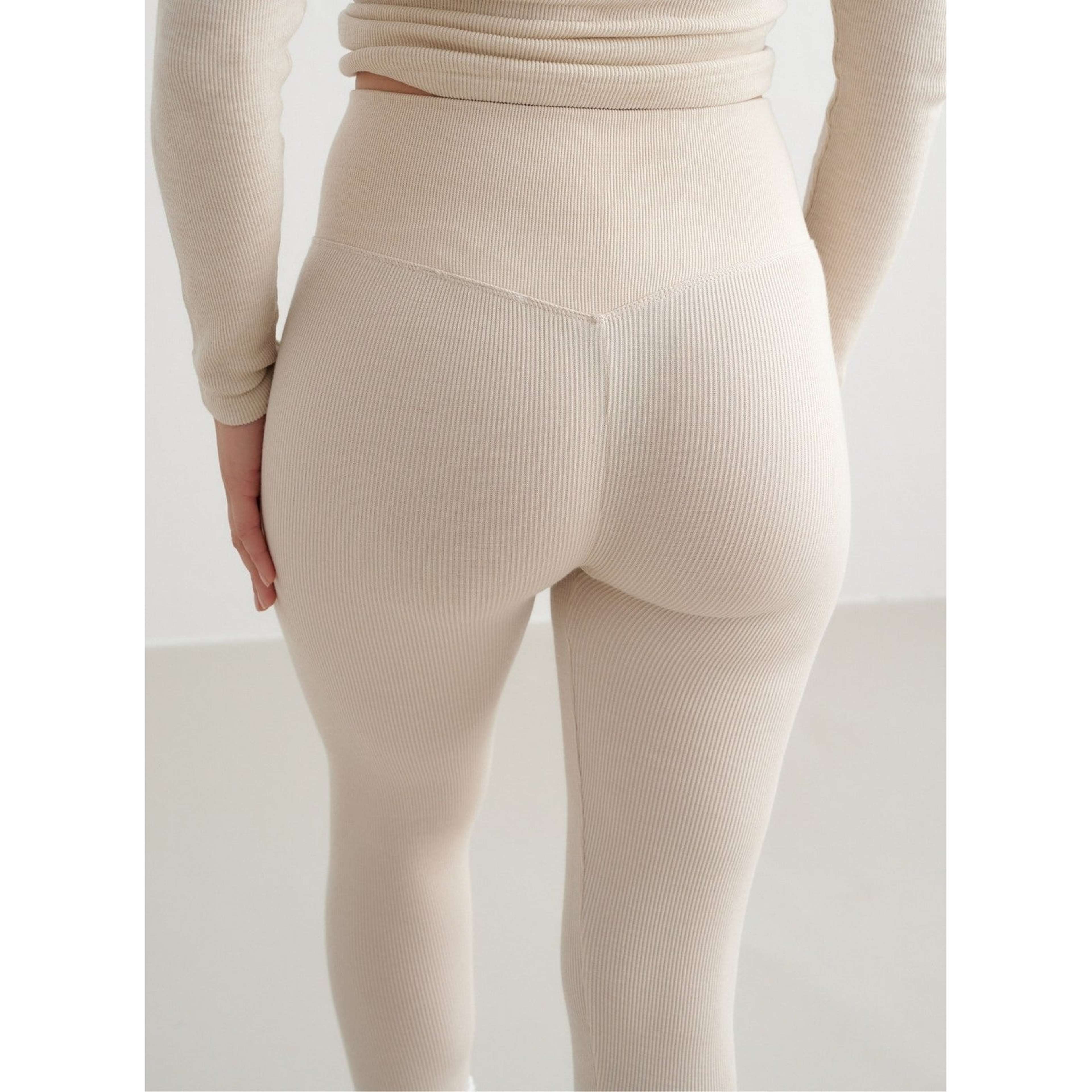 Café Au Lait Ribbed Wool Leggings