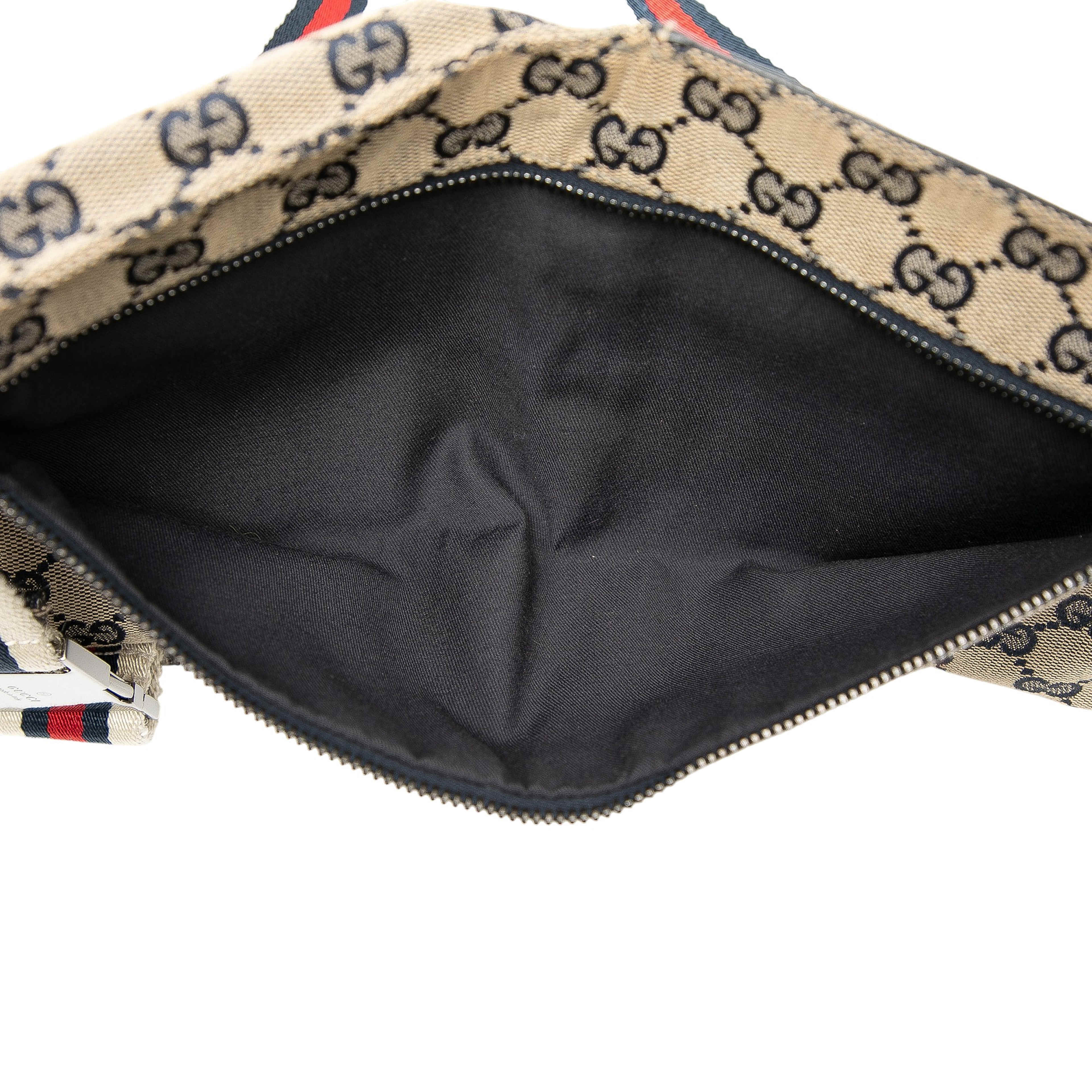 Gucci Gg Canvas Web Double Pocket Belt Bag, från Luxclusif, i färgen beige. Klicka för att öppna bilden i stort format