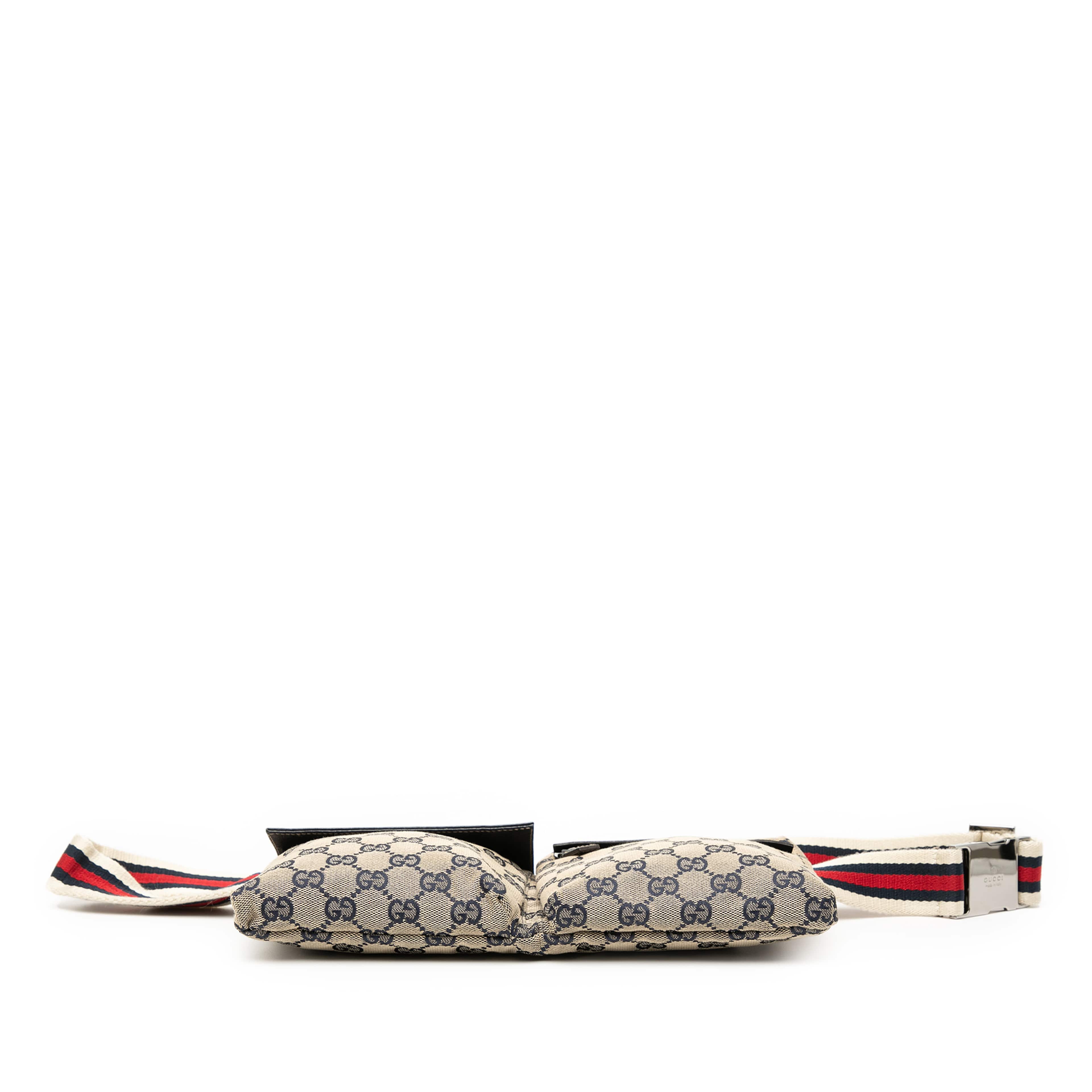 Gucci Gg Canvas Web Double Pocket Belt Bag, från Luxclusif, i färgen beige. Klicka för att öppna bilden i stort format