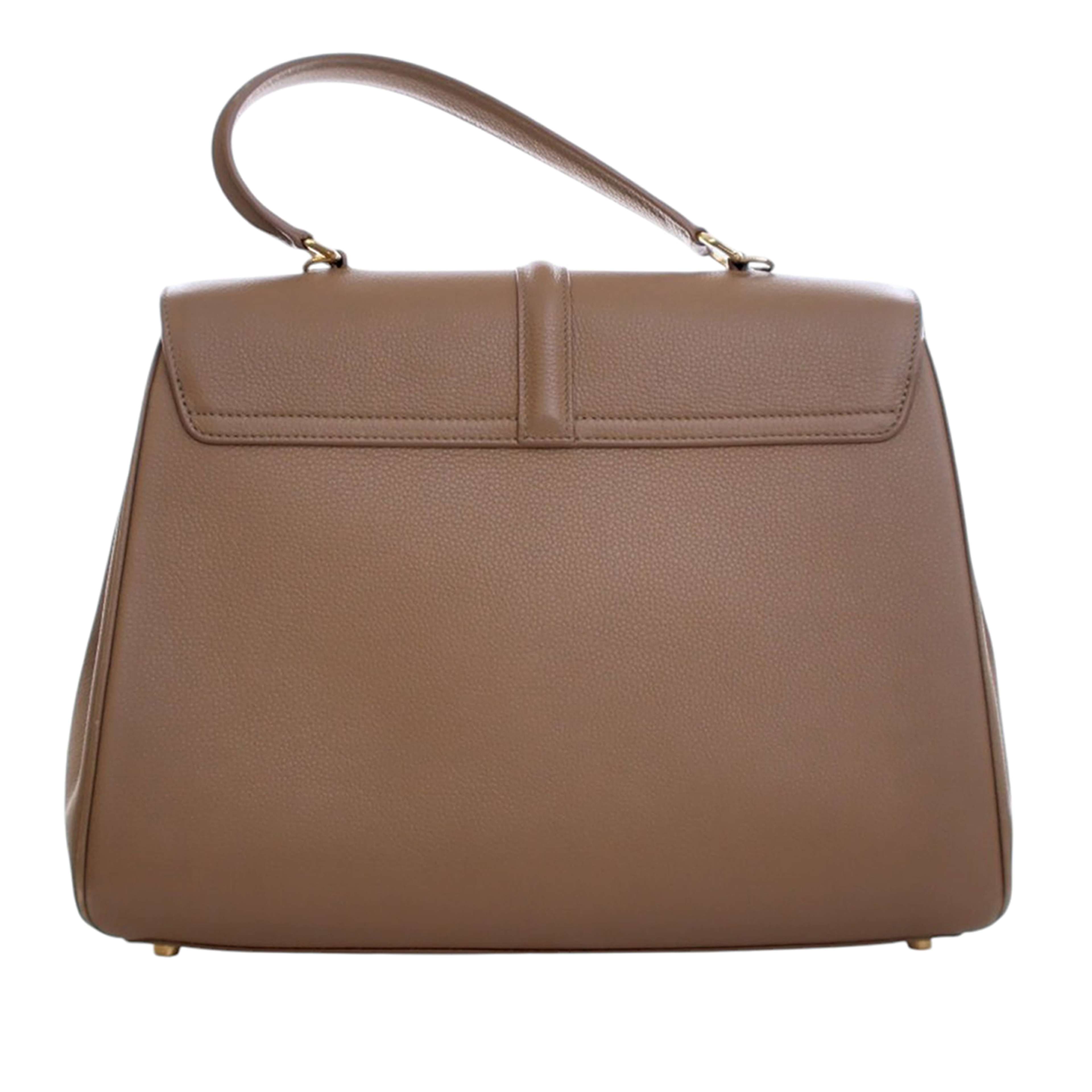 Celine Medium Leather Classique 16 Top Handle Bag, från Luxclusif, i färgen brown. Klicka för att öppna bilden i stort format