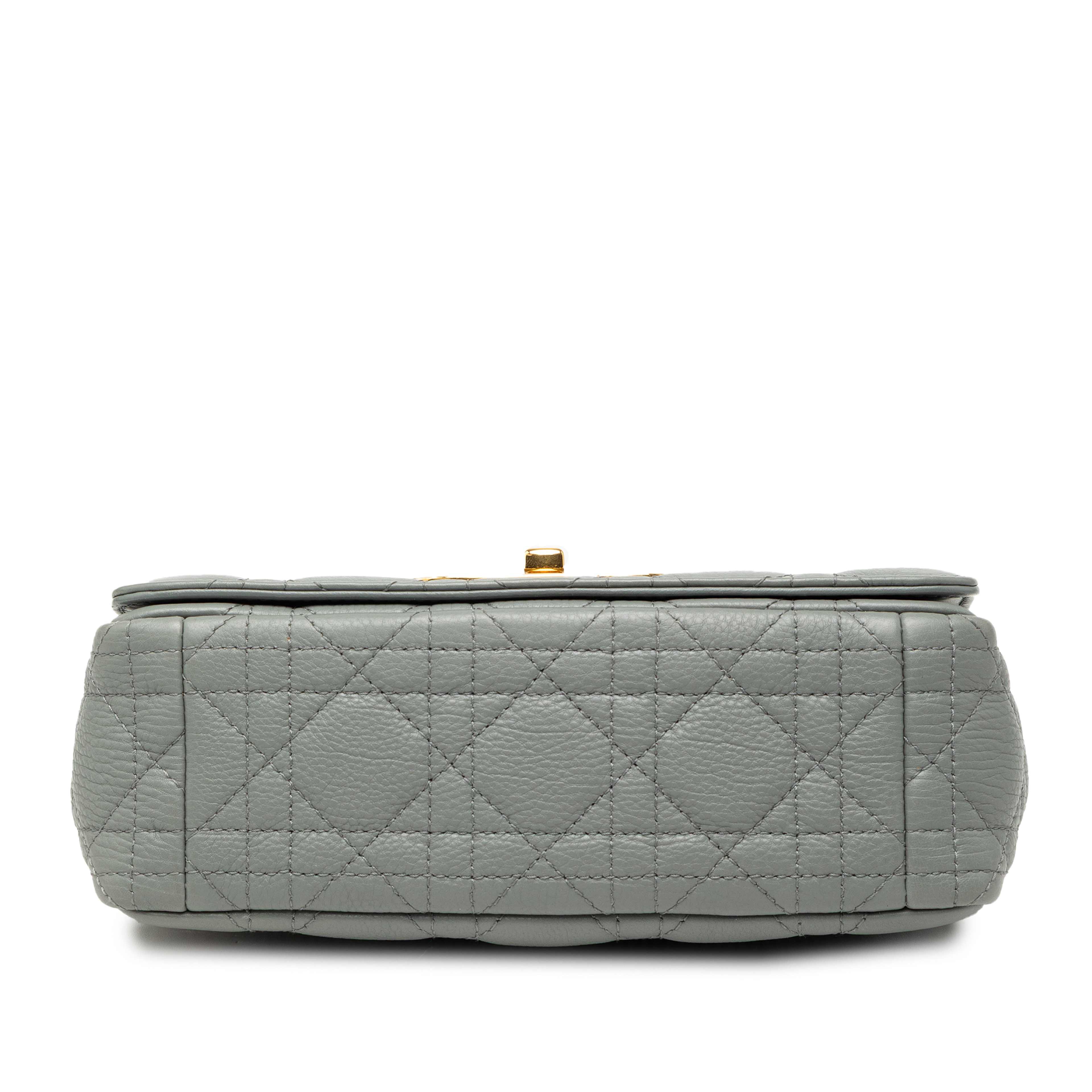 Dior Small Calfskin Cannage Caro Crossbody, från Luxclusif, i färgen gray. Klicka för att öppna bilden i stort format