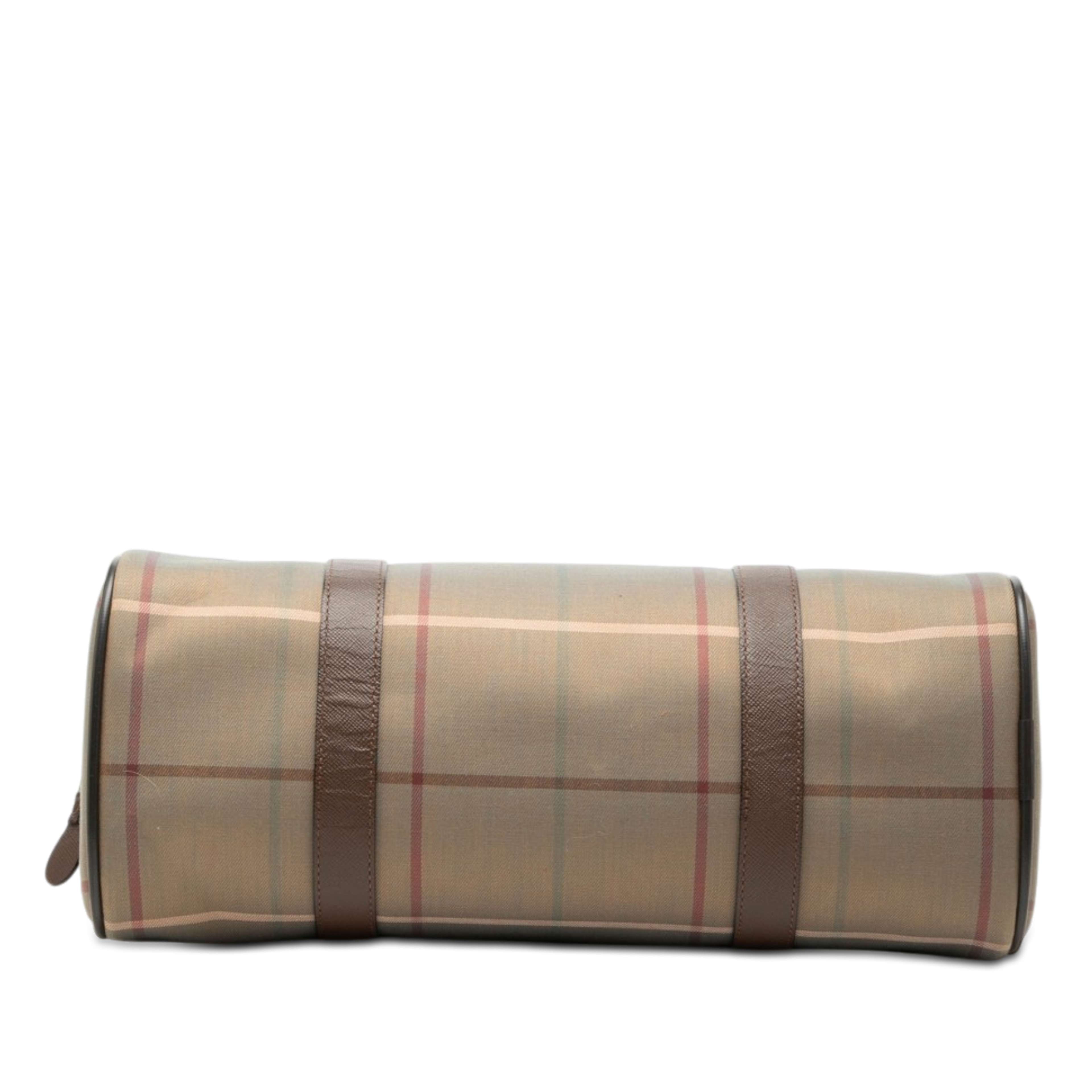 Burberry Vintage Check Canvas Handbag, från Luxclusif, i färgen light brown. Klicka för att öppna bilden i stort format