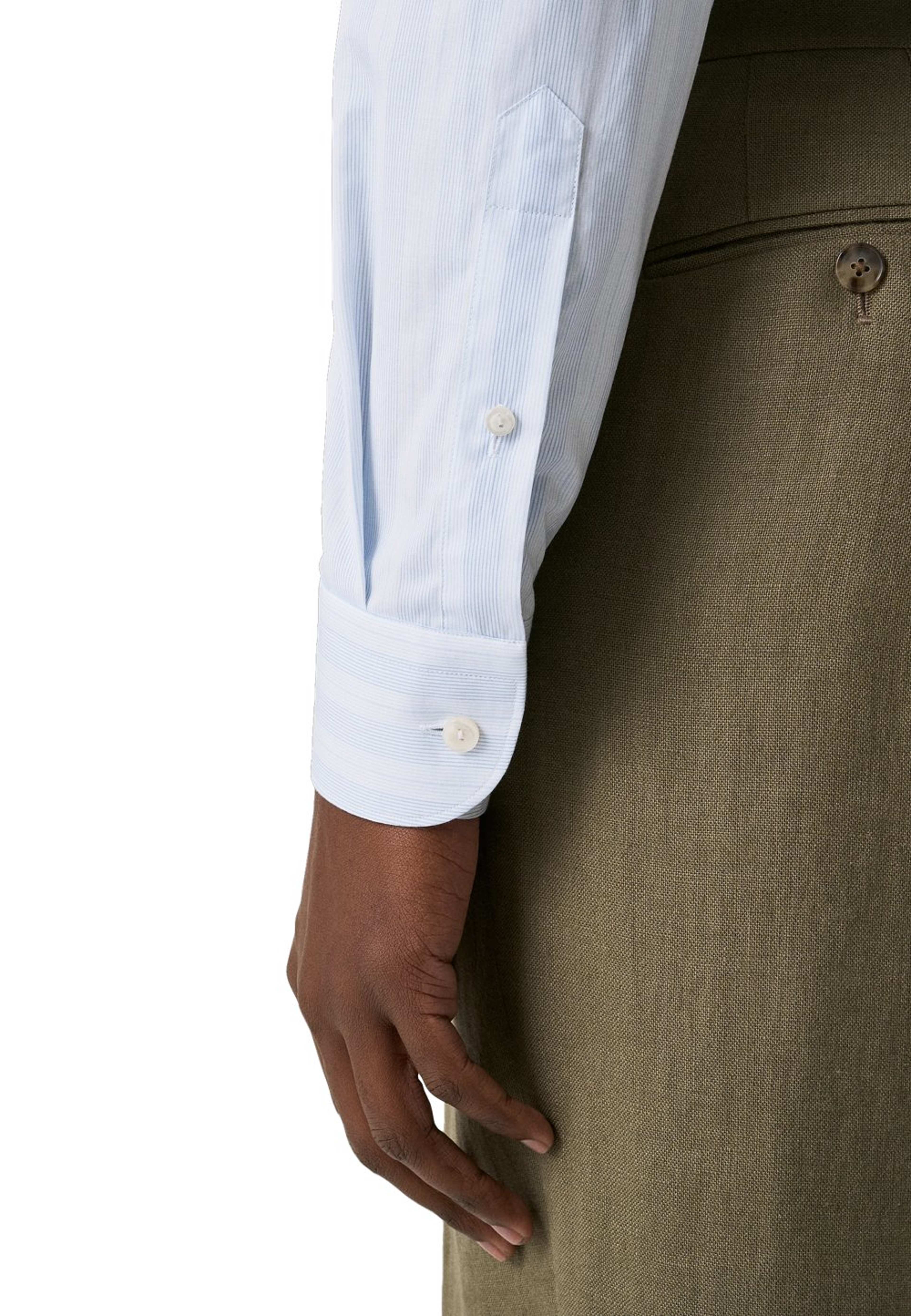 Randig Poplin-skjorta Slim Fit, från Eton, i färgen mid blue. Klicka för att öppna bilden i stort format