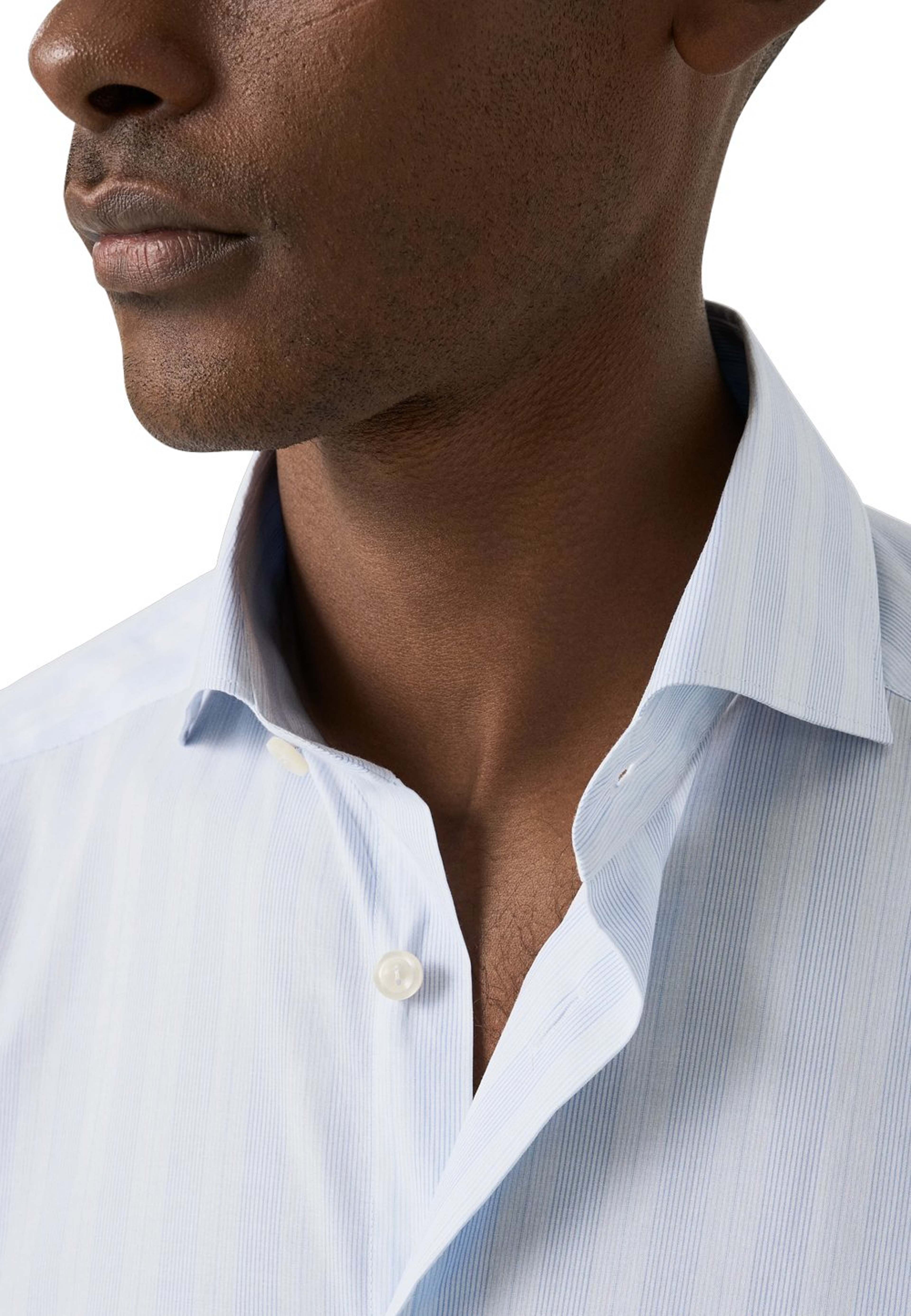 Randig Poplin-skjorta Slim Fit, från Eton, i färgen mid blue. Klicka för att öppna bilden i stort format