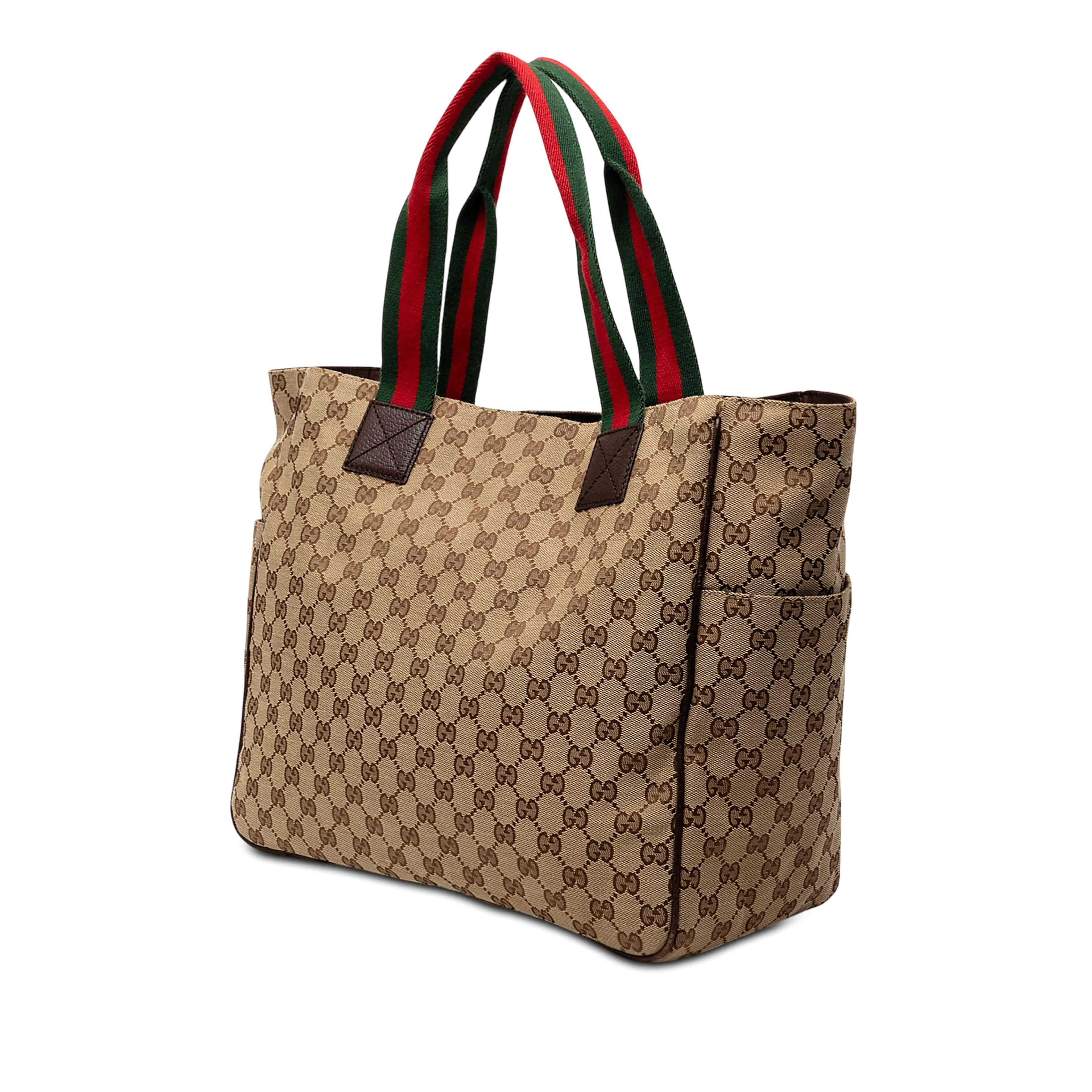 Gucci Gg Canvas Web Tote, från Luxclusif, i färgen beige. Klicka för att öppna bilden i stort format