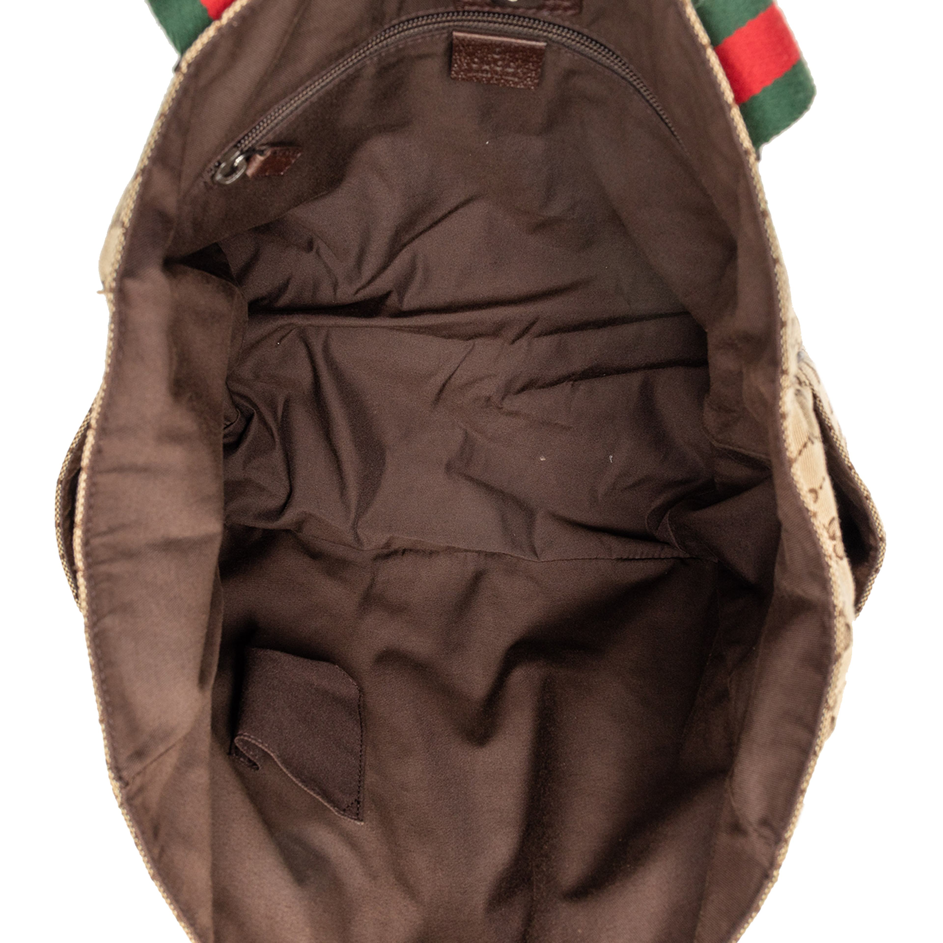 Gucci Gg Canvas Web Tote, från Luxclusif, i färgen beige. Klicka för att öppna bilden i stort format