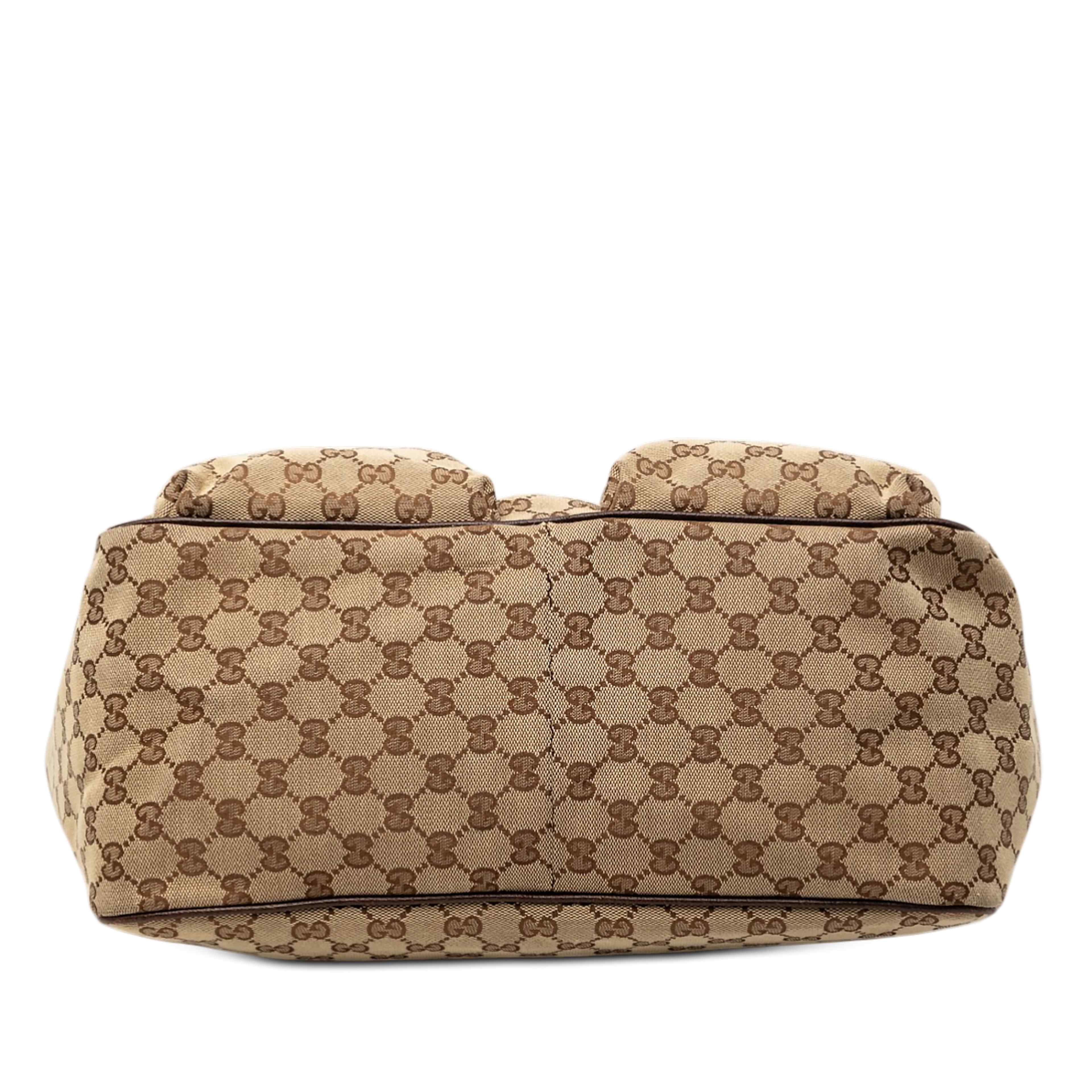 Gucci Gg Canvas Web Tote, från Luxclusif, i färgen beige. Klicka för att öppna bilden i stort format