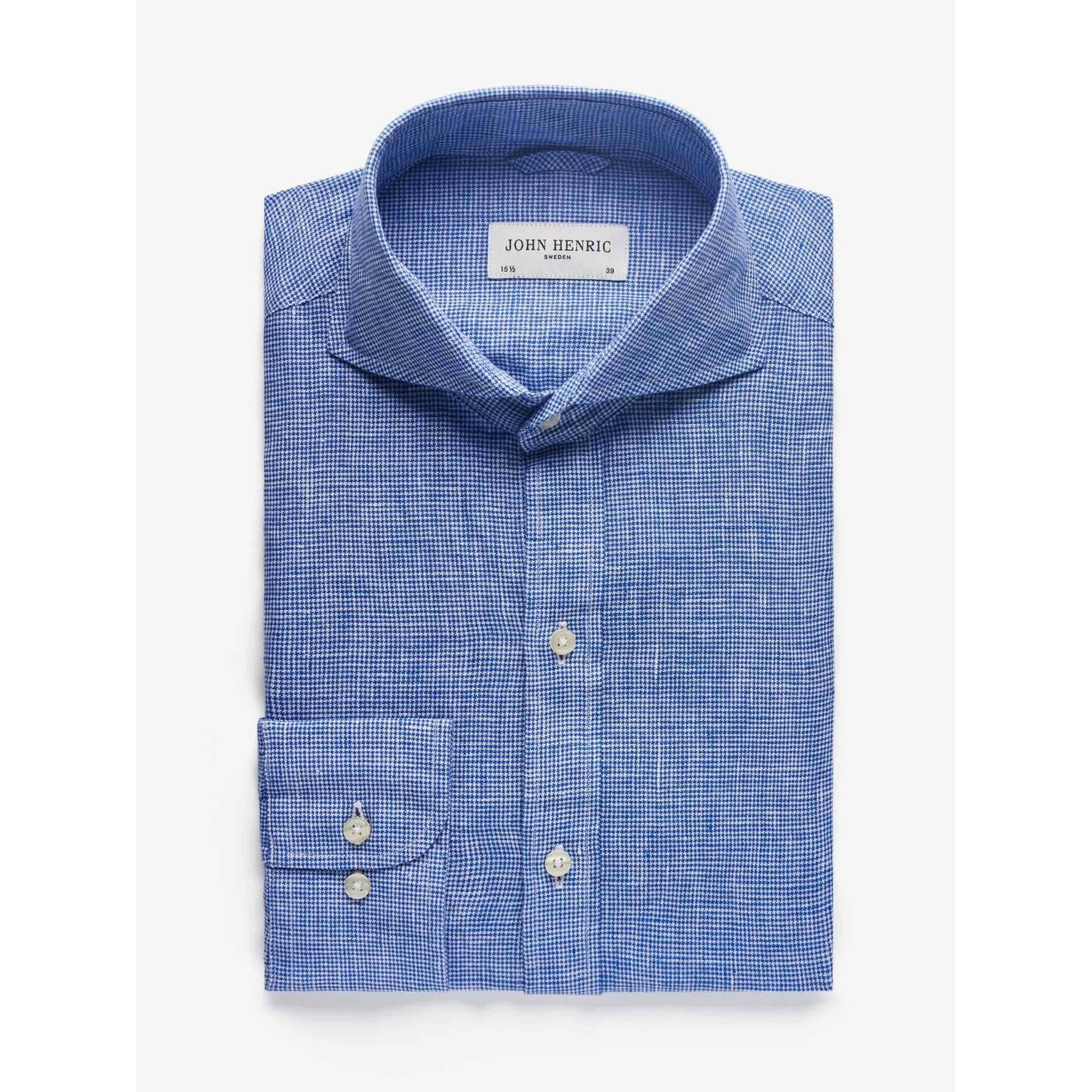 Blue & White Checked Linen Shirt