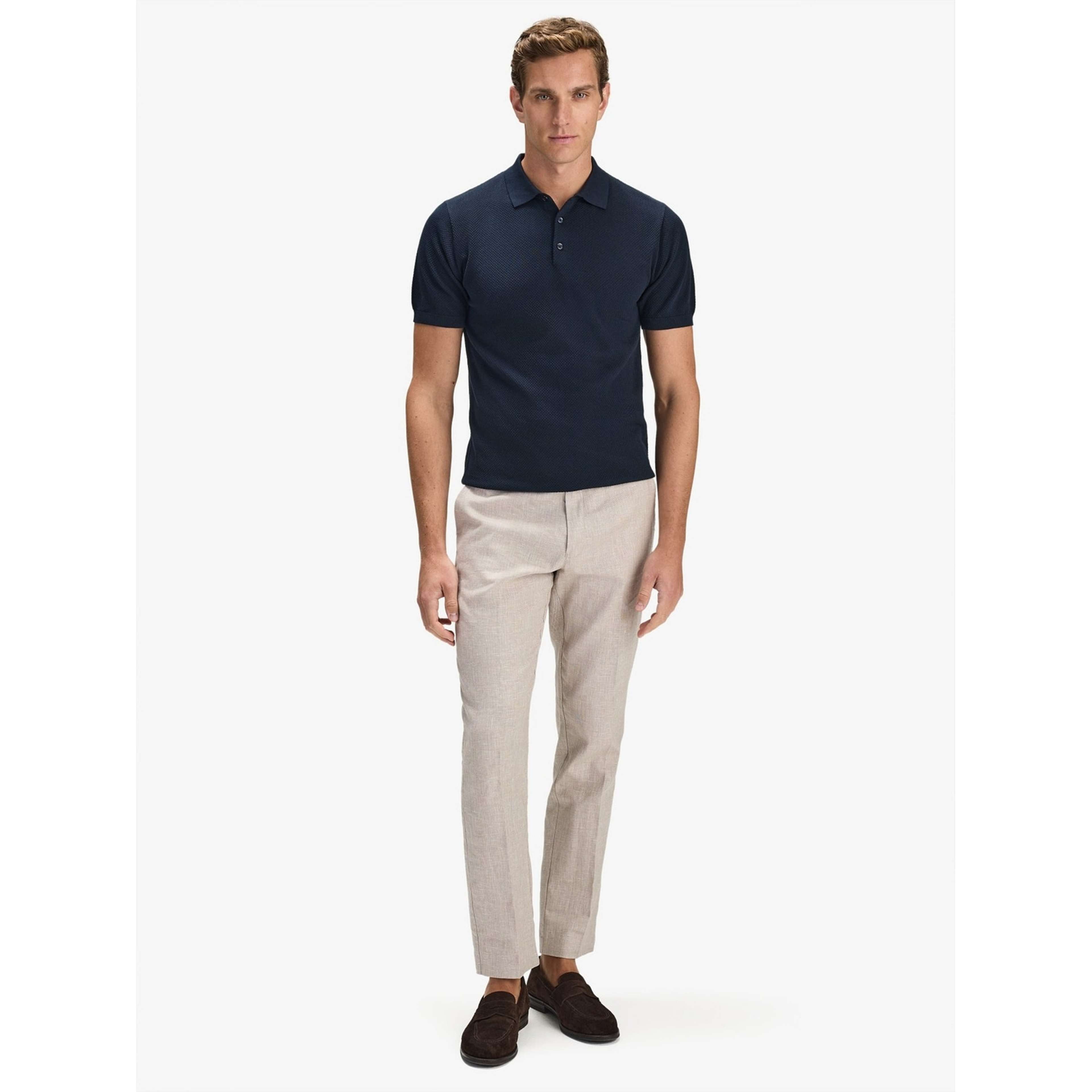 Cotton Texture Knitted Ss Polo Sweater (vincent), från John Henric, i färgen navy blue. Klicka för att öppna bilden i stort format