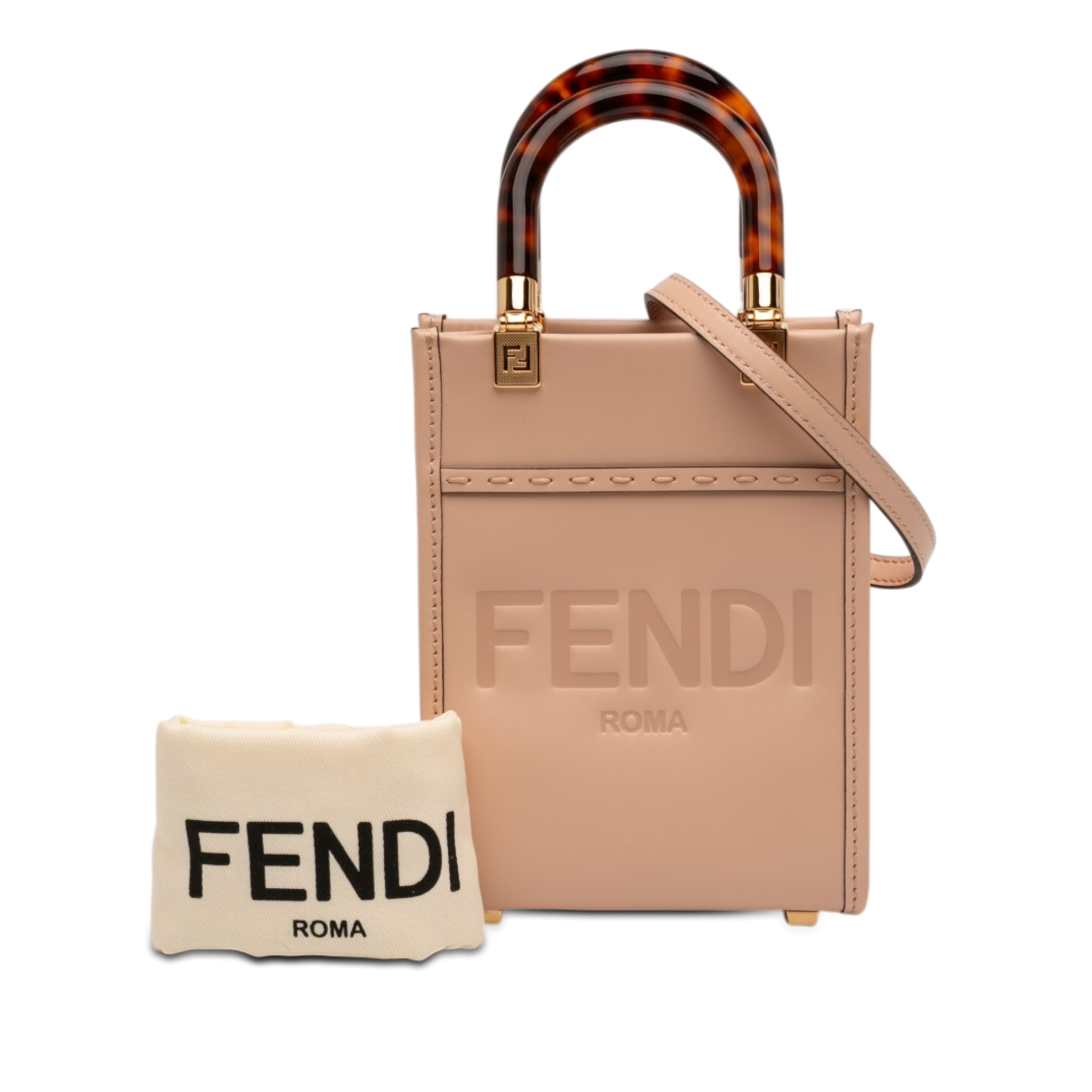 Fendi Mini Leather Sunshine Shopper Tote, från Luxclusif, i färgen rosa. Klicka för att öppna bilden i stort format