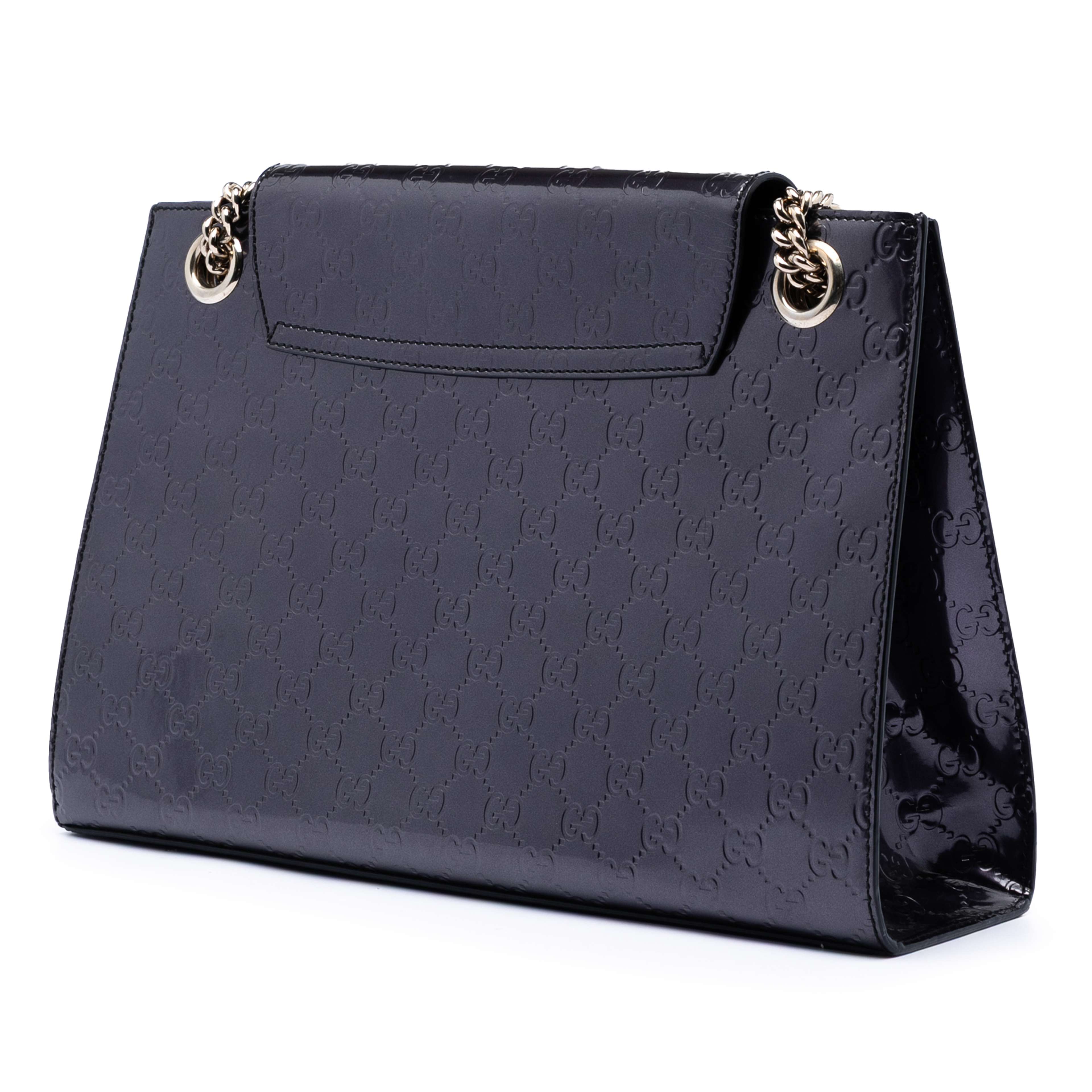 Gucci Large Patent Guccissima Emily Shoulder Bag, från Luxclusif, i färgen violet. Klicka för att öppna bilden i stort format