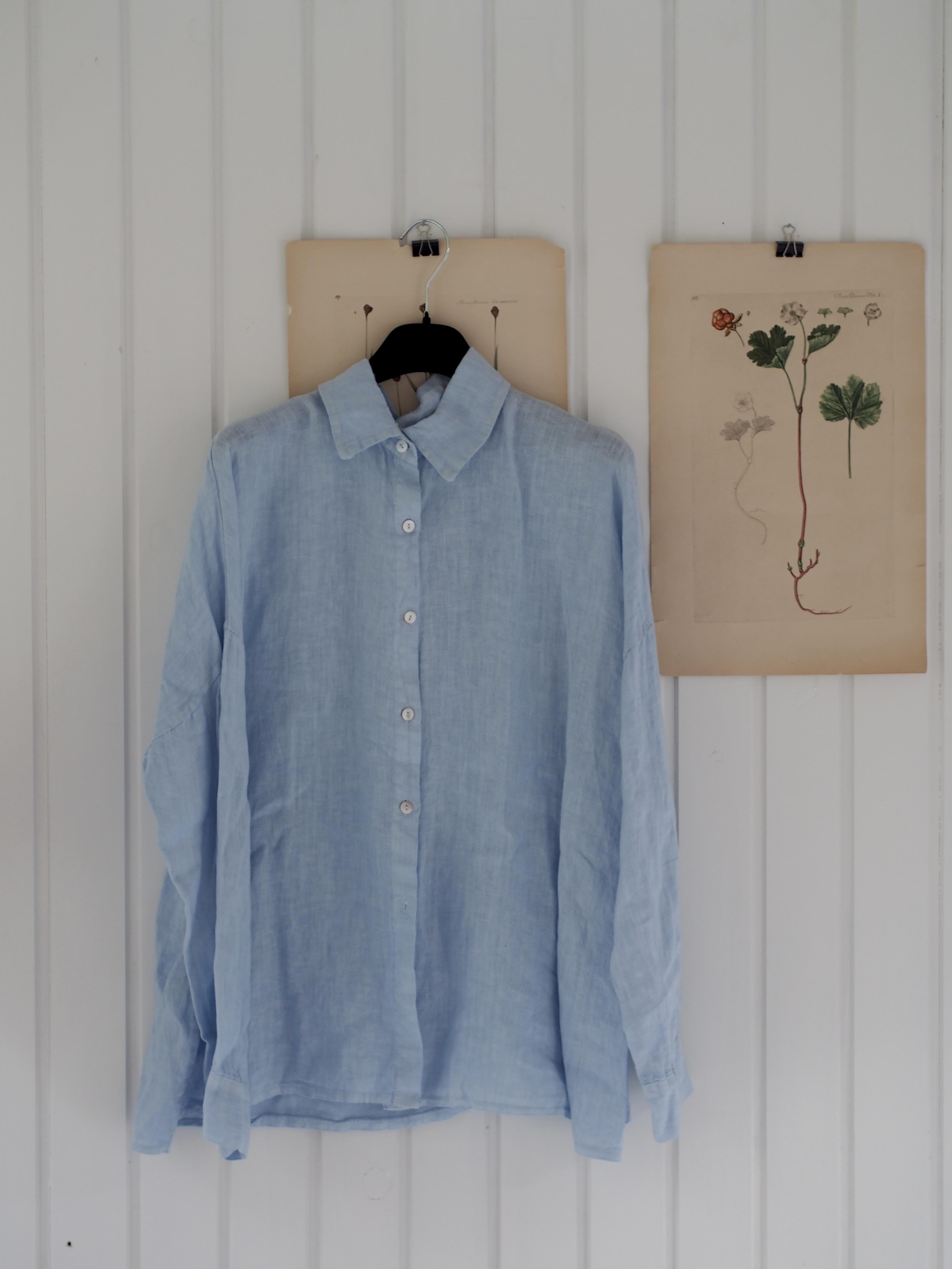 Gia, Shirt, Linen - Light Blue