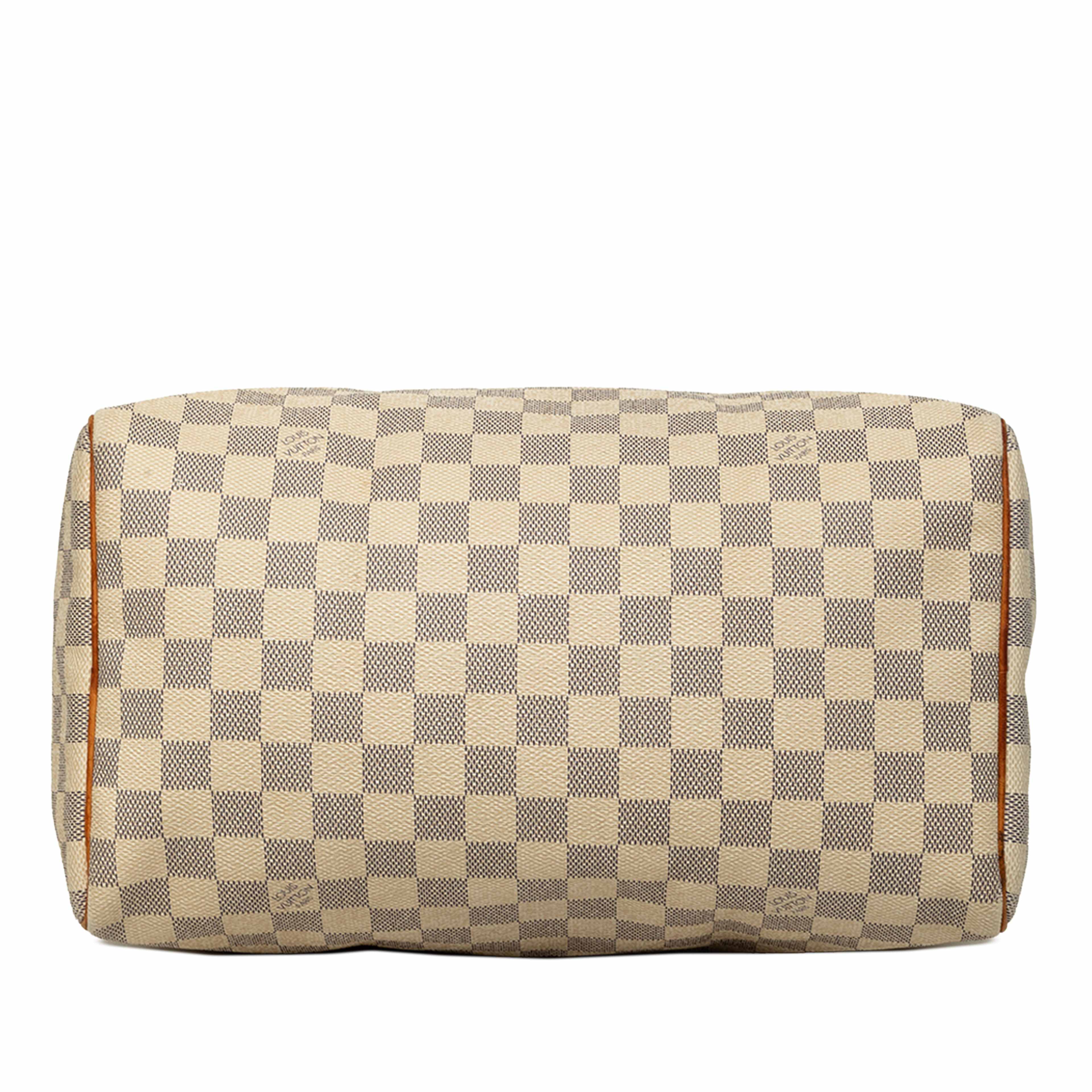 Louis Vuitton Damier Azur Speedy 30, från Luxclusif, i färgen vit. Klicka för att öppna bilden i stort format
