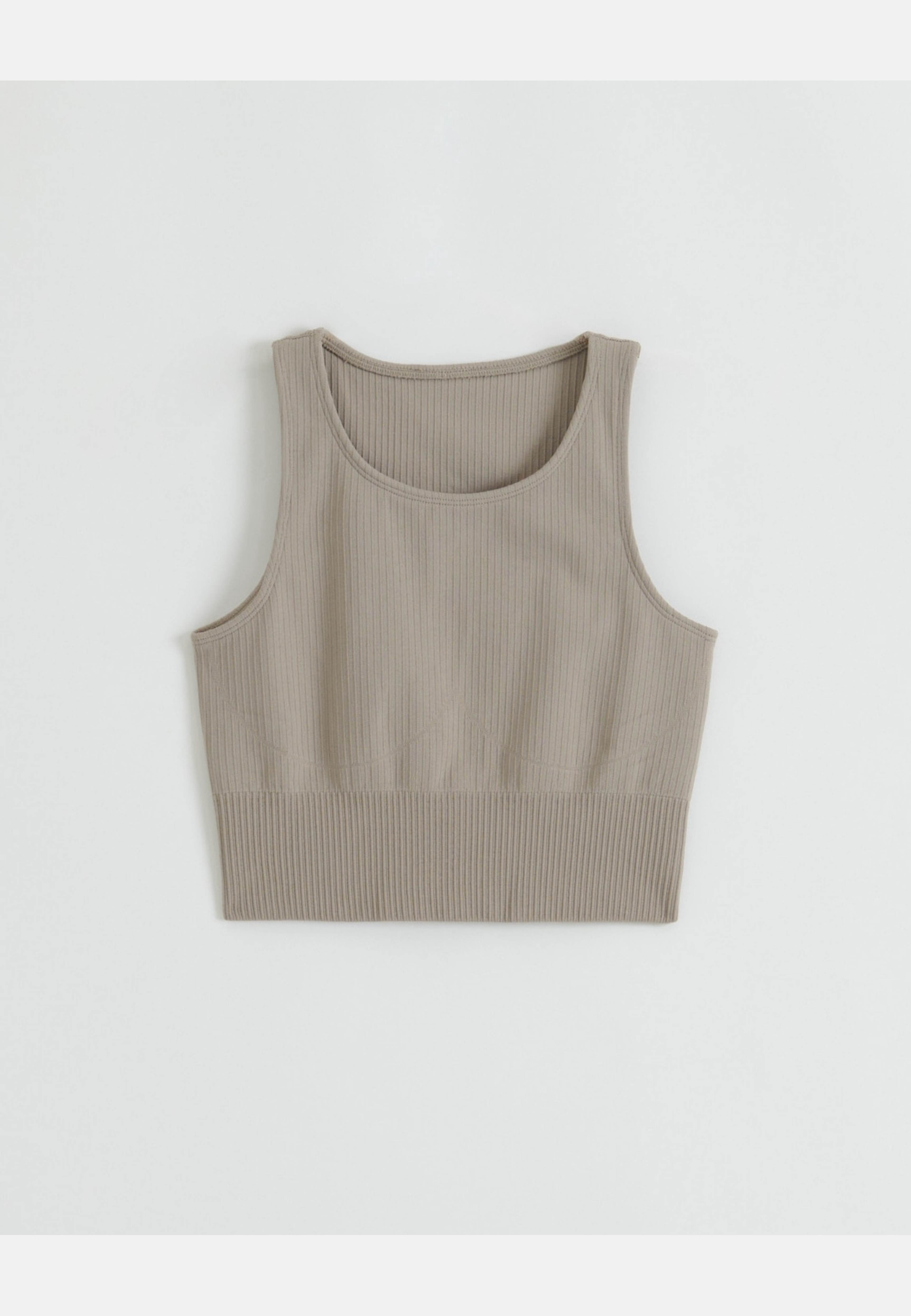 Ribbed Seamless Crop Top, från aim'n, i färgen dark clay. Klicka för att öppna bilden i stort format