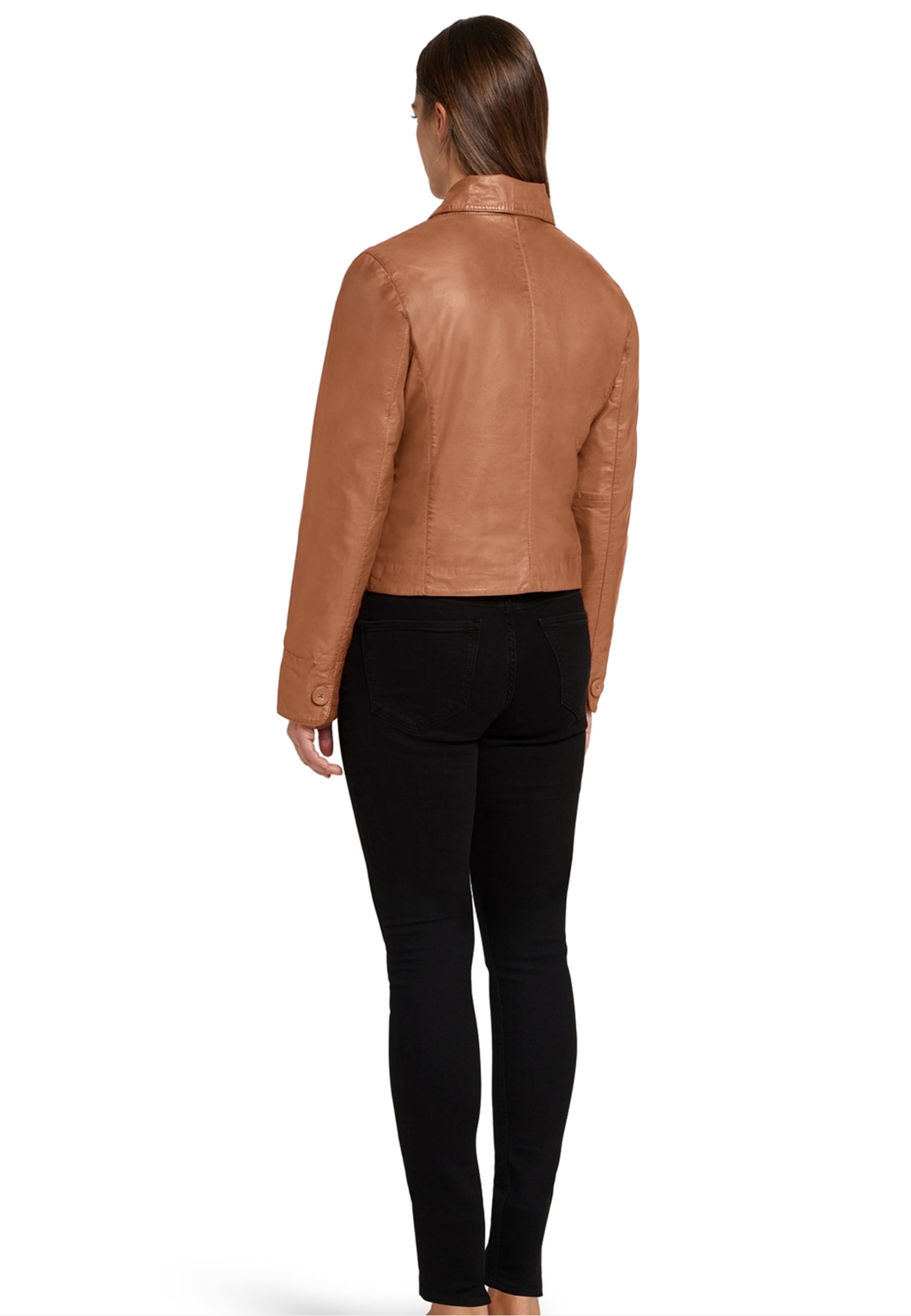 Thea Jacket, från Saki, i färgen cognac. Klicka för att öppna bilden i stort format