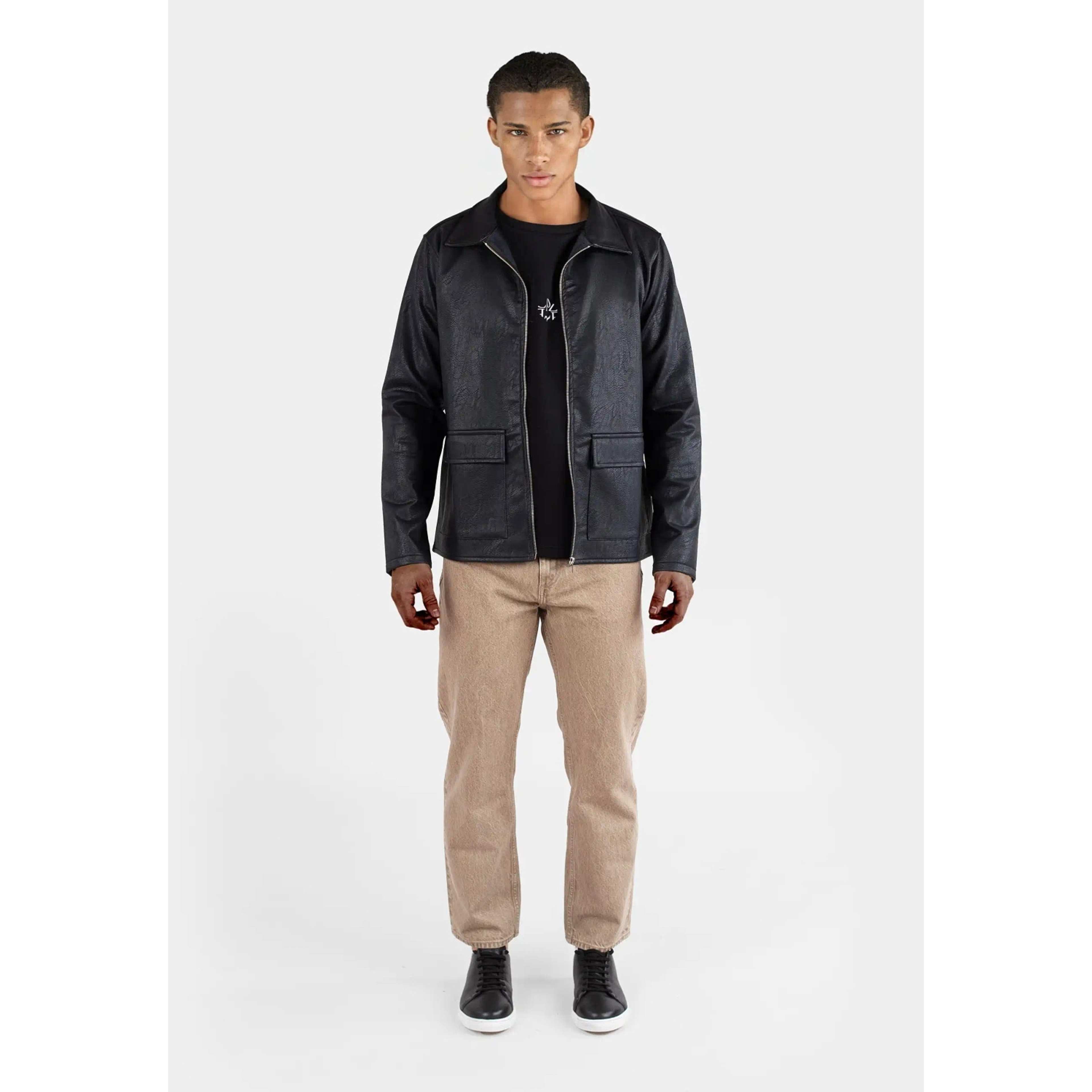 Mel Vegan Leather Hybrid Jacket - Black