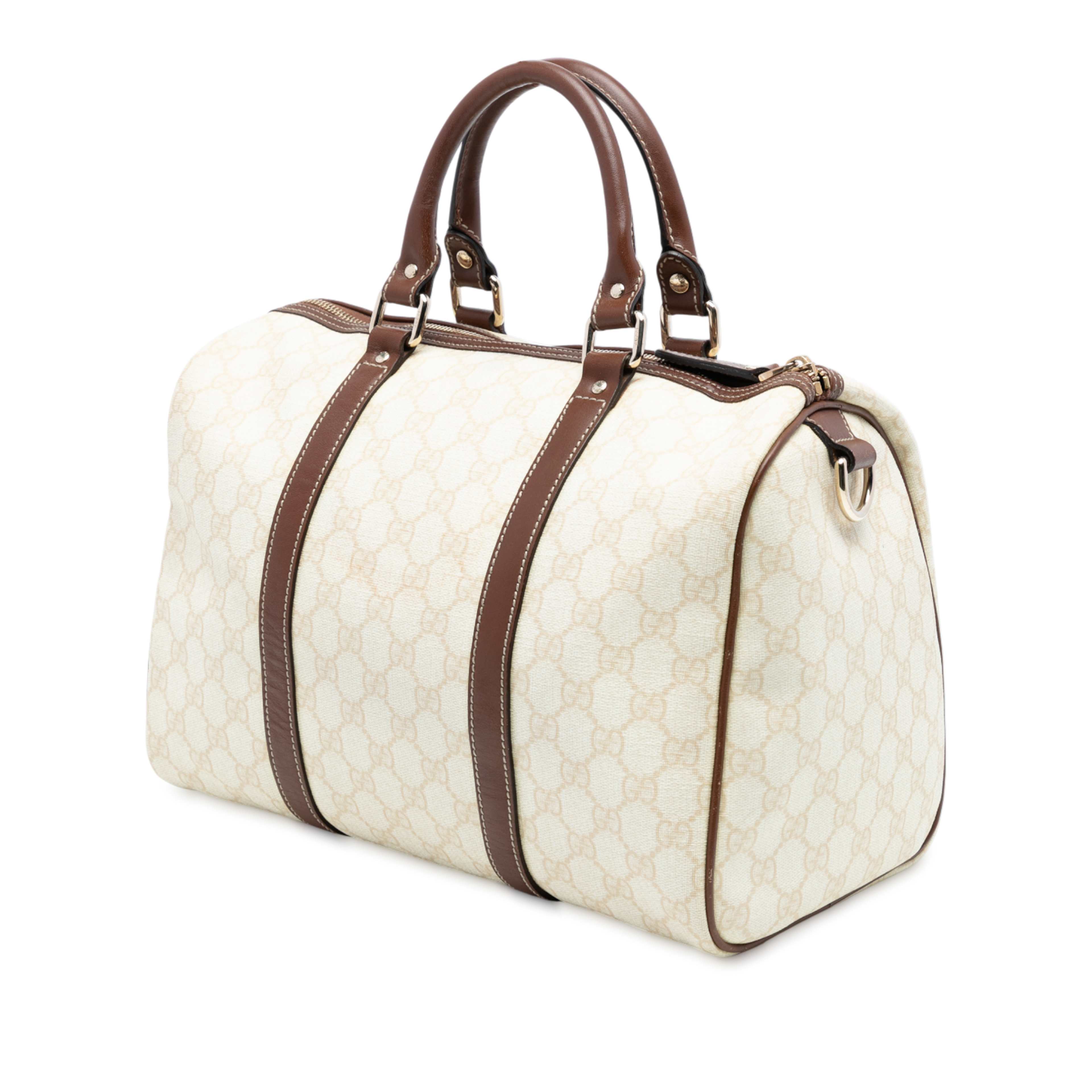 Gucci Medium Gg Supreme Joy Boston Bag, från Luxclusif, i färgen white. Klicka för att öppna bilden i stort format