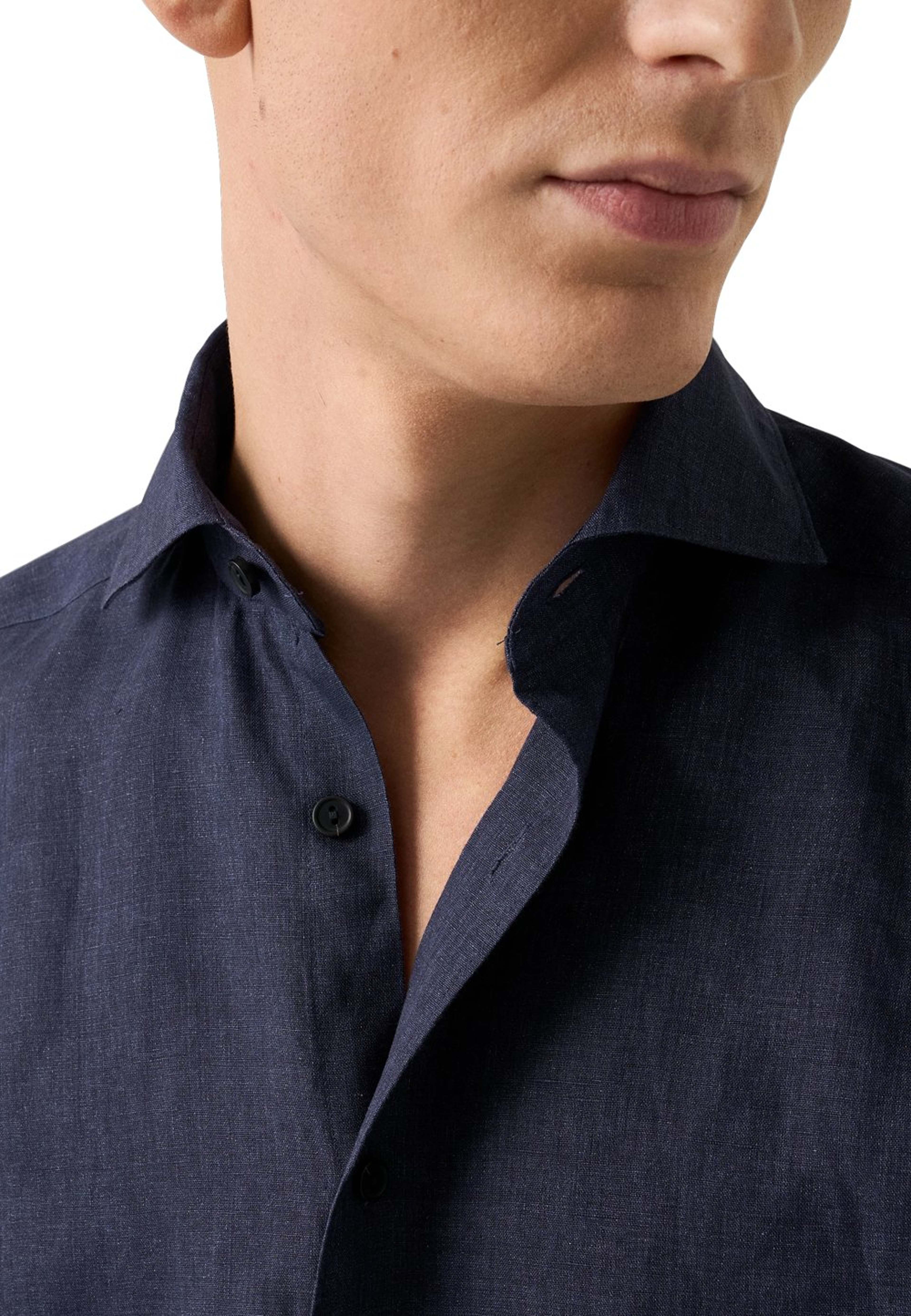 Enfärgad Linneskjorta Casual Fit, från Eton, i färgen navy blue. Klicka för att öppna bilden i stort format