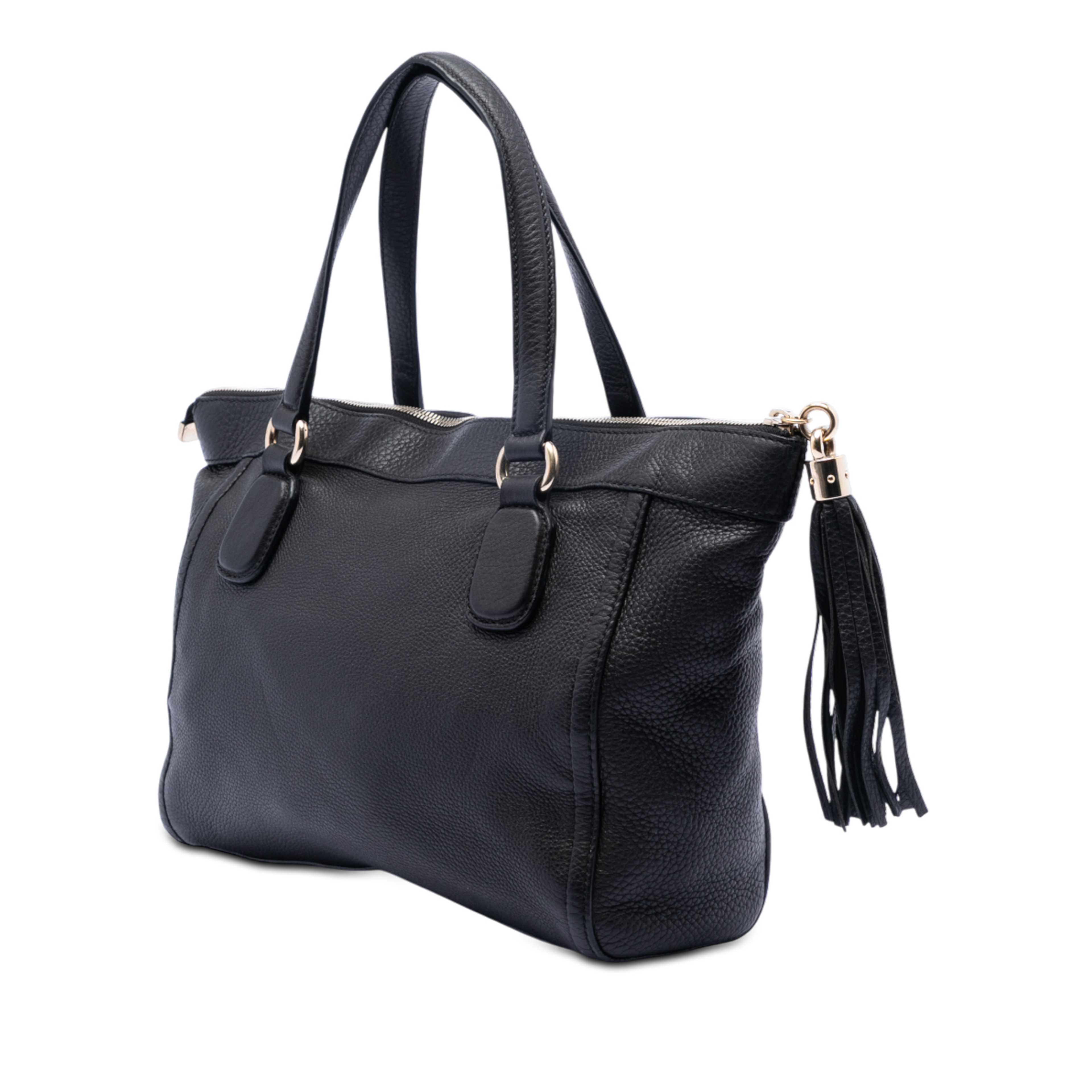 Gucci Small Leather Soho Working Tote, från Luxclusif, i färgen black. Klicka för att öppna bilden i stort format