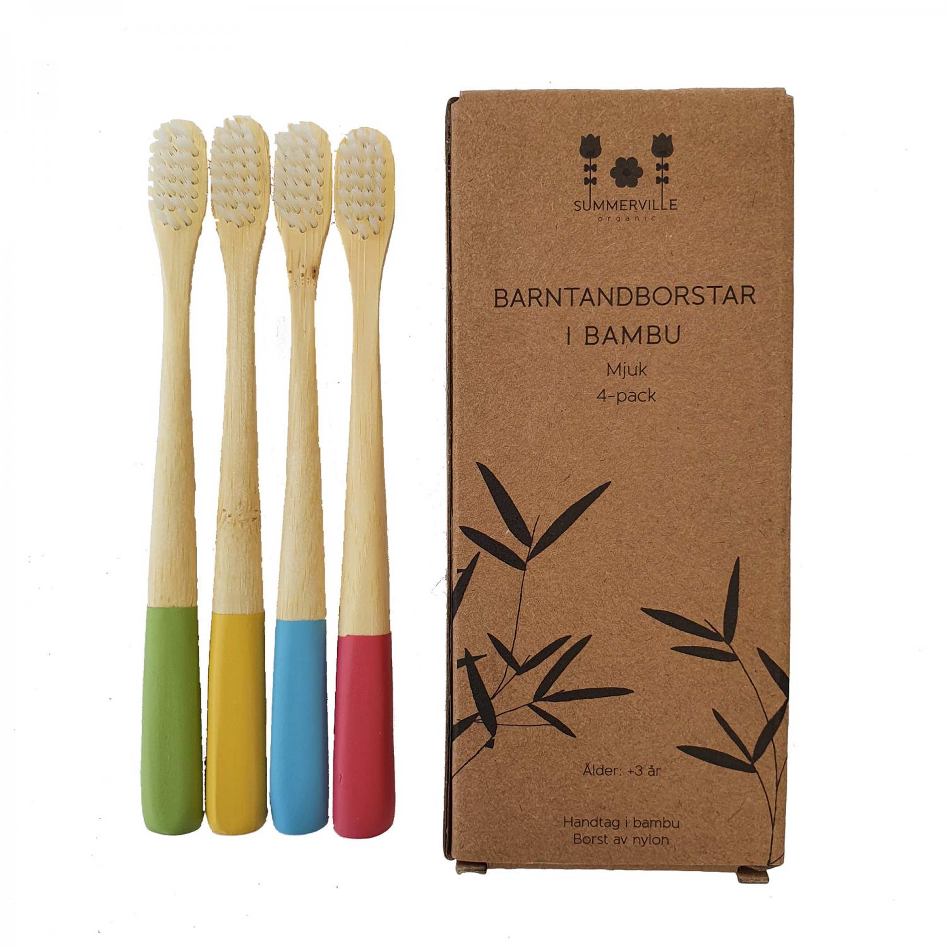 Barntandborstar Bambu Natur 4-pack