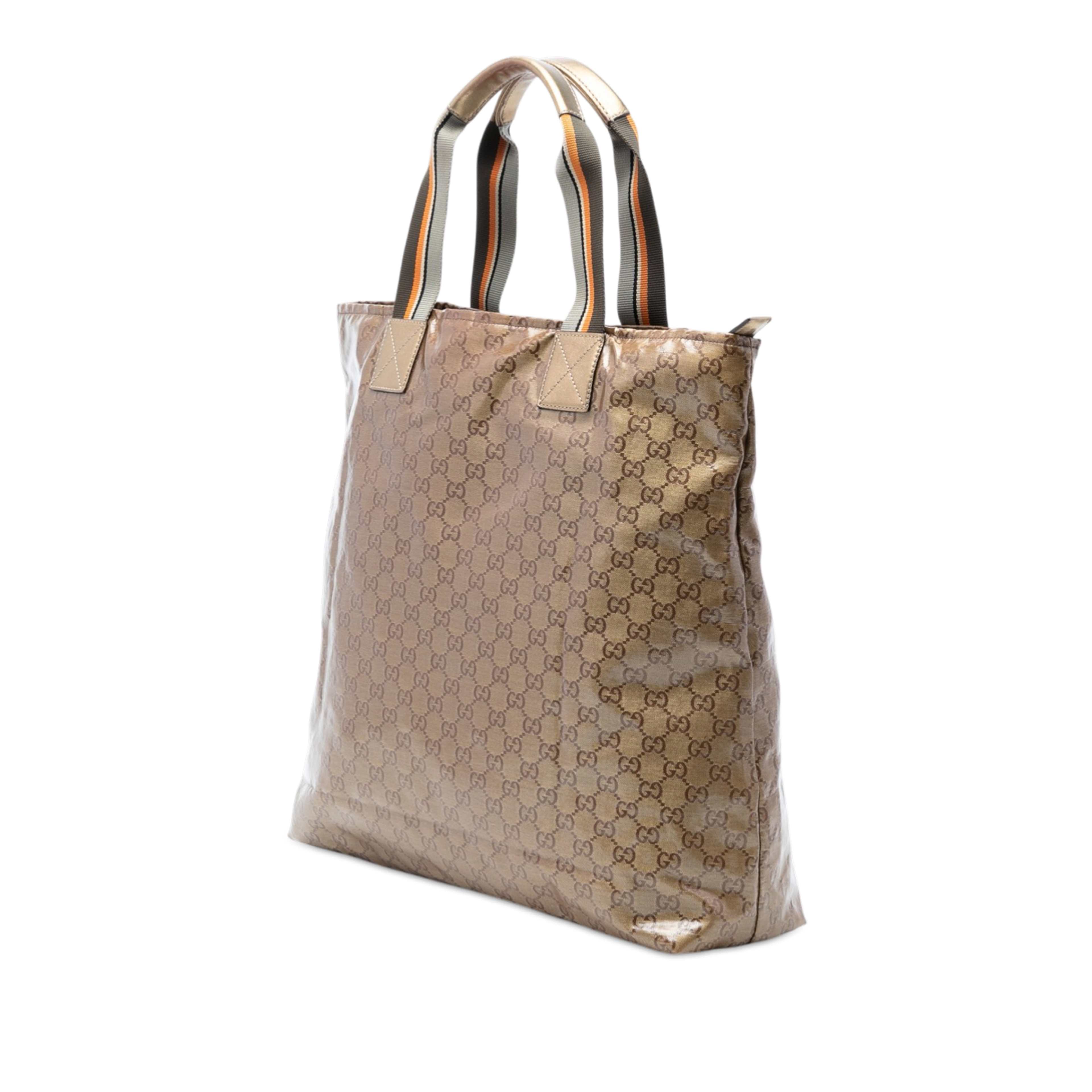 Gucci Gg Crystal Vertical Web Tote, från Luxclusif, i färgen gold. Klicka för att öppna bilden i stort format