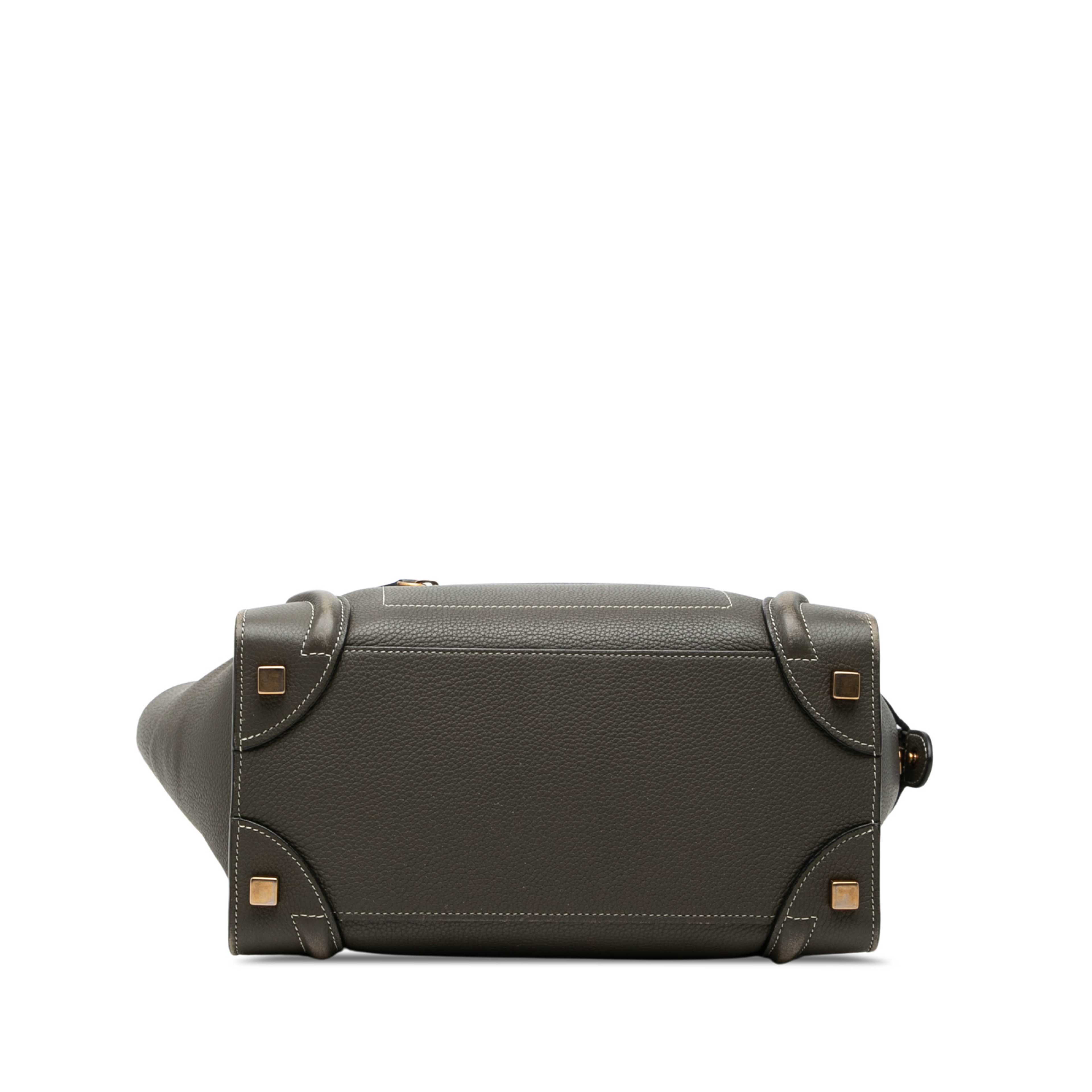 Celine Micro Drummed Calfskin Luggage Tote, från Luxclusif, i färgen grå. Klicka för att öppna bilden i stort format