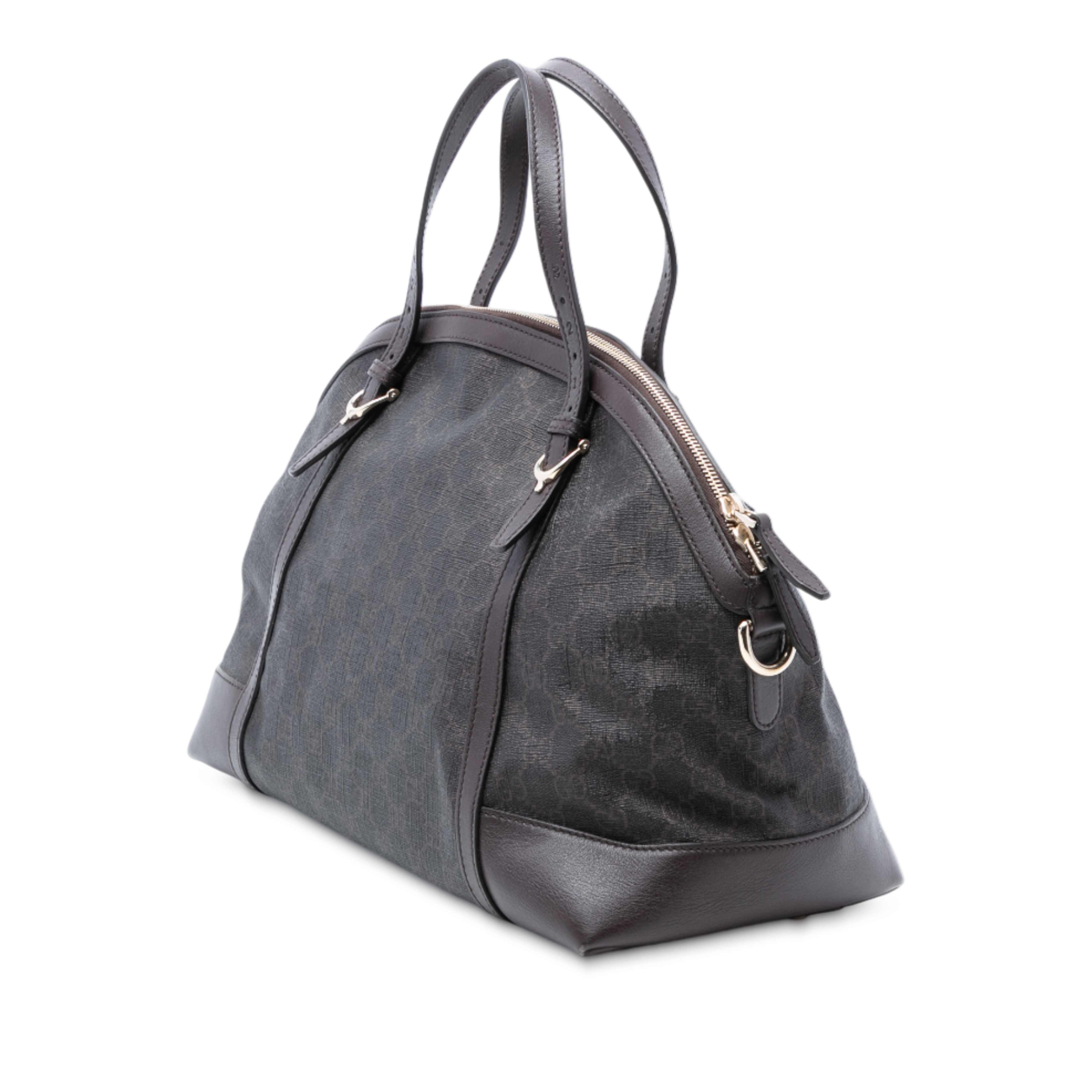 Gucci Large Gg Supreme Nice Dome Satchel, från Luxclusif, i färgen dark brown. Klicka för att öppna bilden i stort format